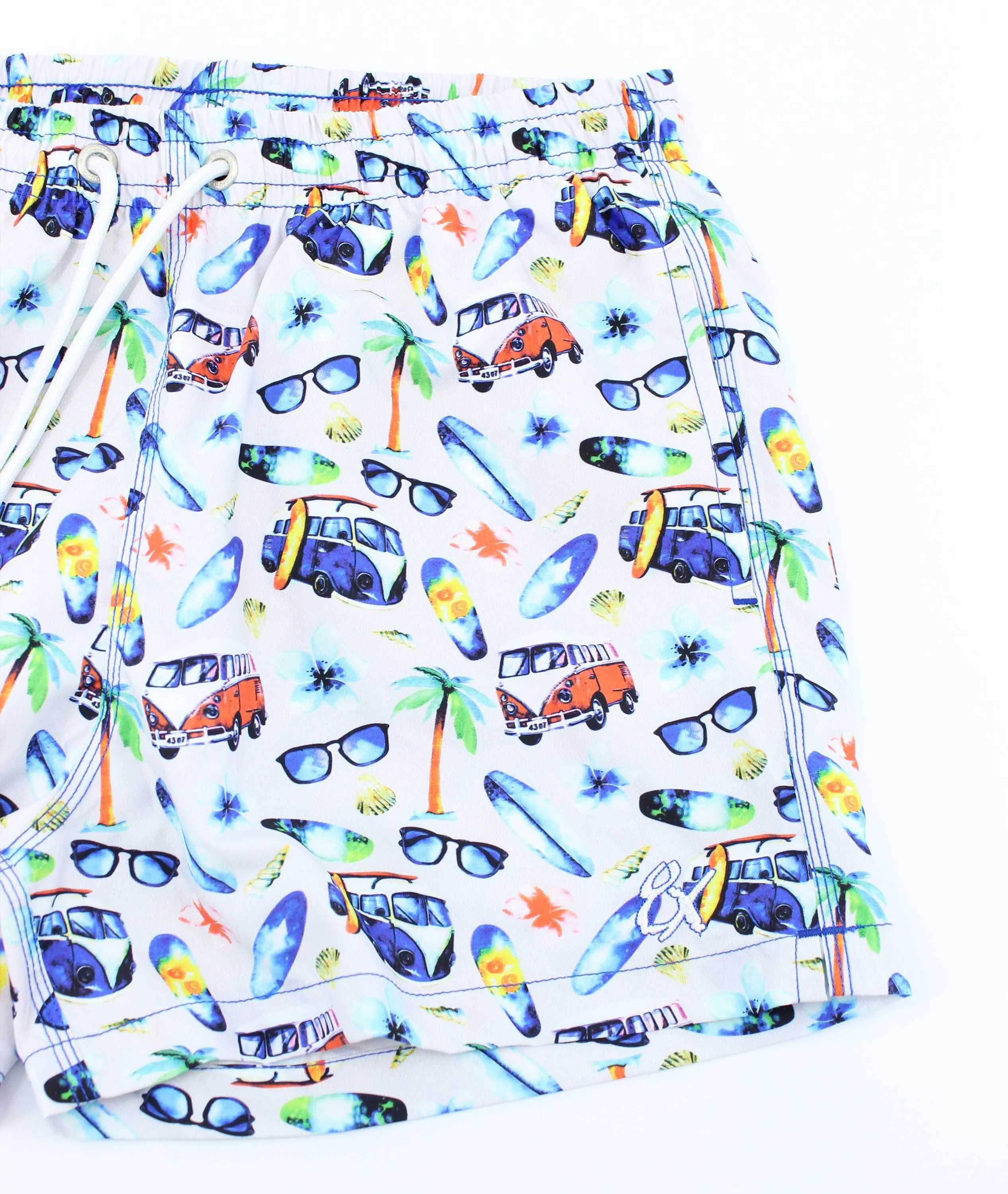 Surf City Print Swim Trunks