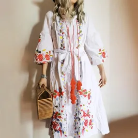 Tassel Embellished Tie Waist Maxi Dress