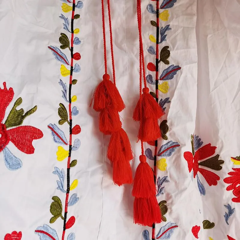 Tassel Embellished Tie Waist Maxi Dress