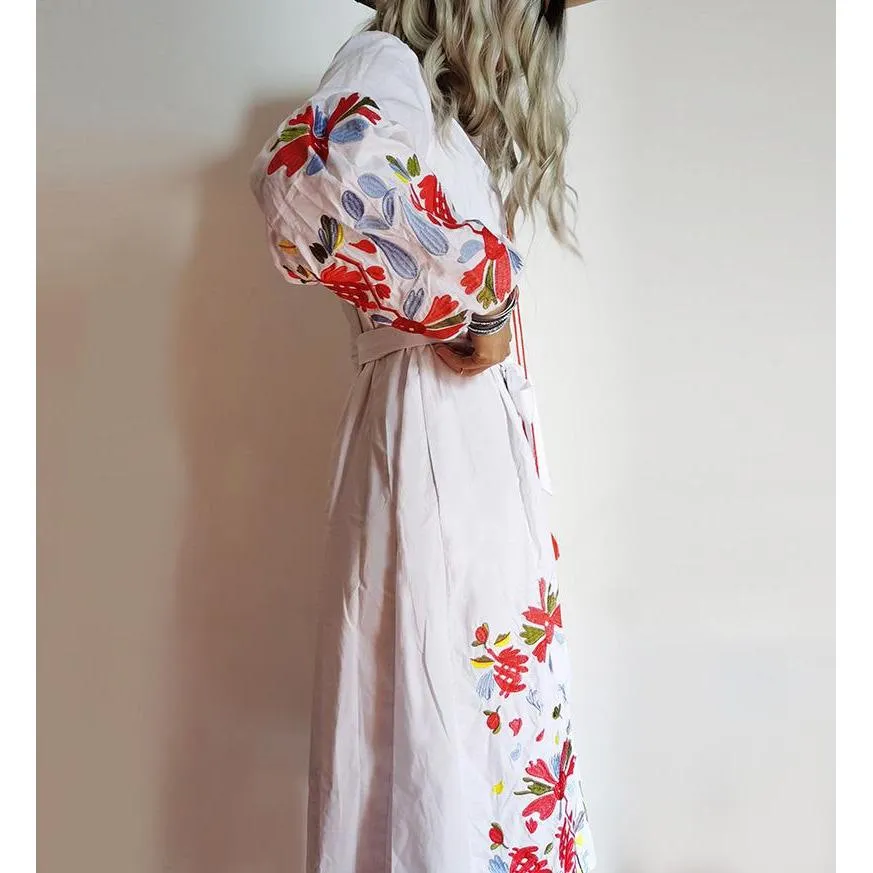Tassel Embellished Tie Waist Maxi Dress