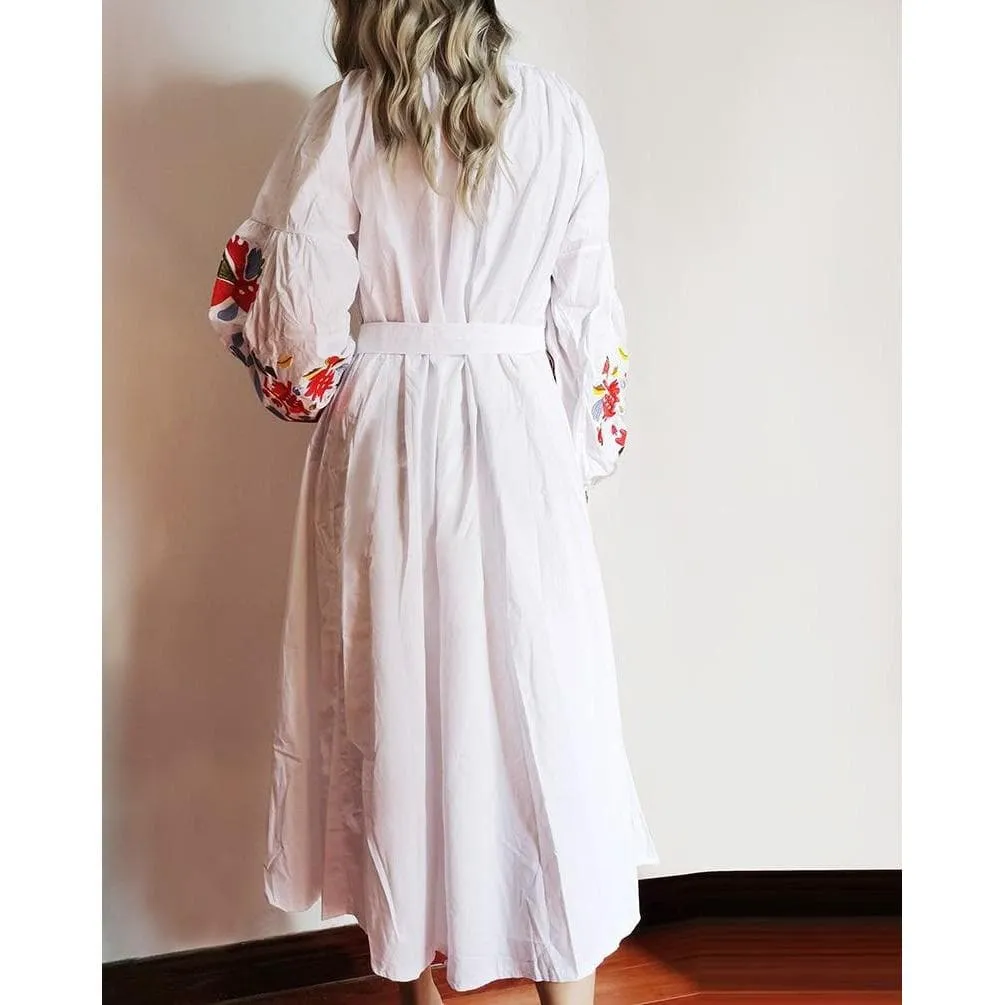 Tassel Embellished Tie Waist Maxi Dress