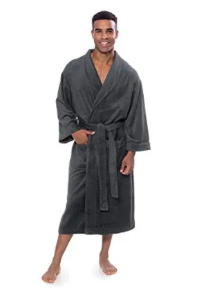 TEXERE MEN'S TERRY CLOTH BATHROBE ROBE (ECOCOMFORT, DARK SHADOW, SMALL/ MEDIUM) VACATION SOFT LUXURY SPA BATHROBE FOR DAD HUSBAND FRIEND MB0101-DSH-SM
