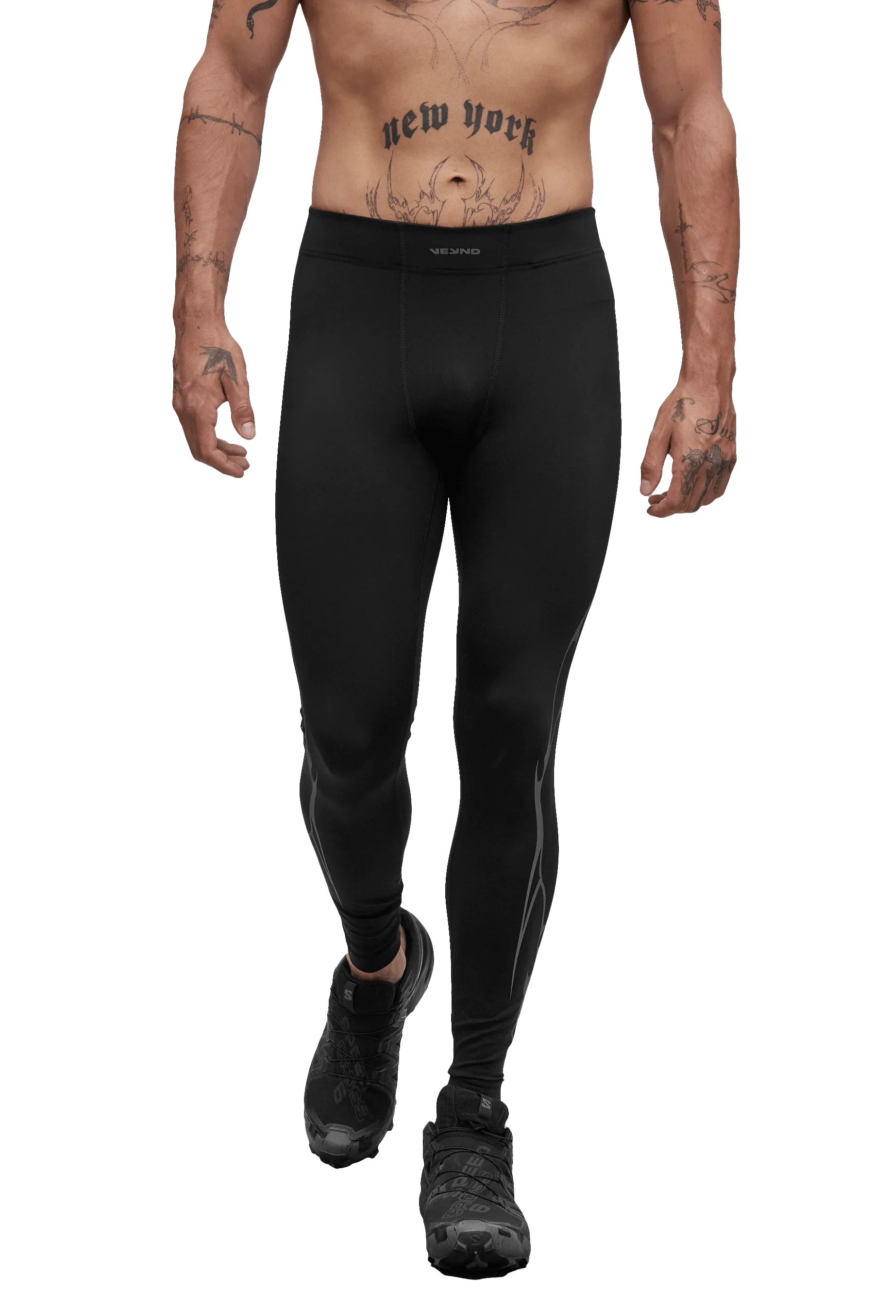 TIGHTS GRAY VEINS GRAPHIC - Black