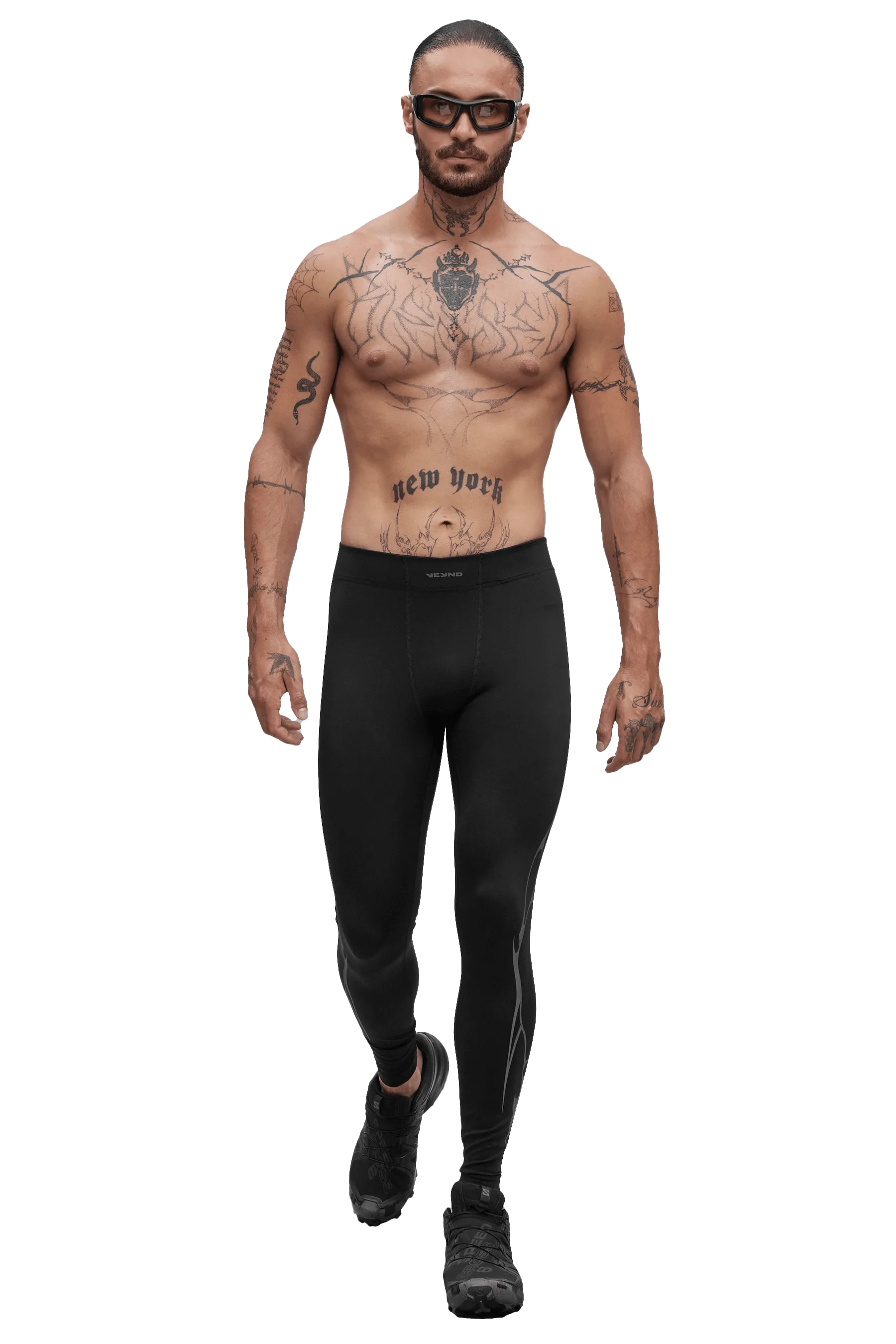 TIGHTS GRAY VEINS GRAPHIC - Black