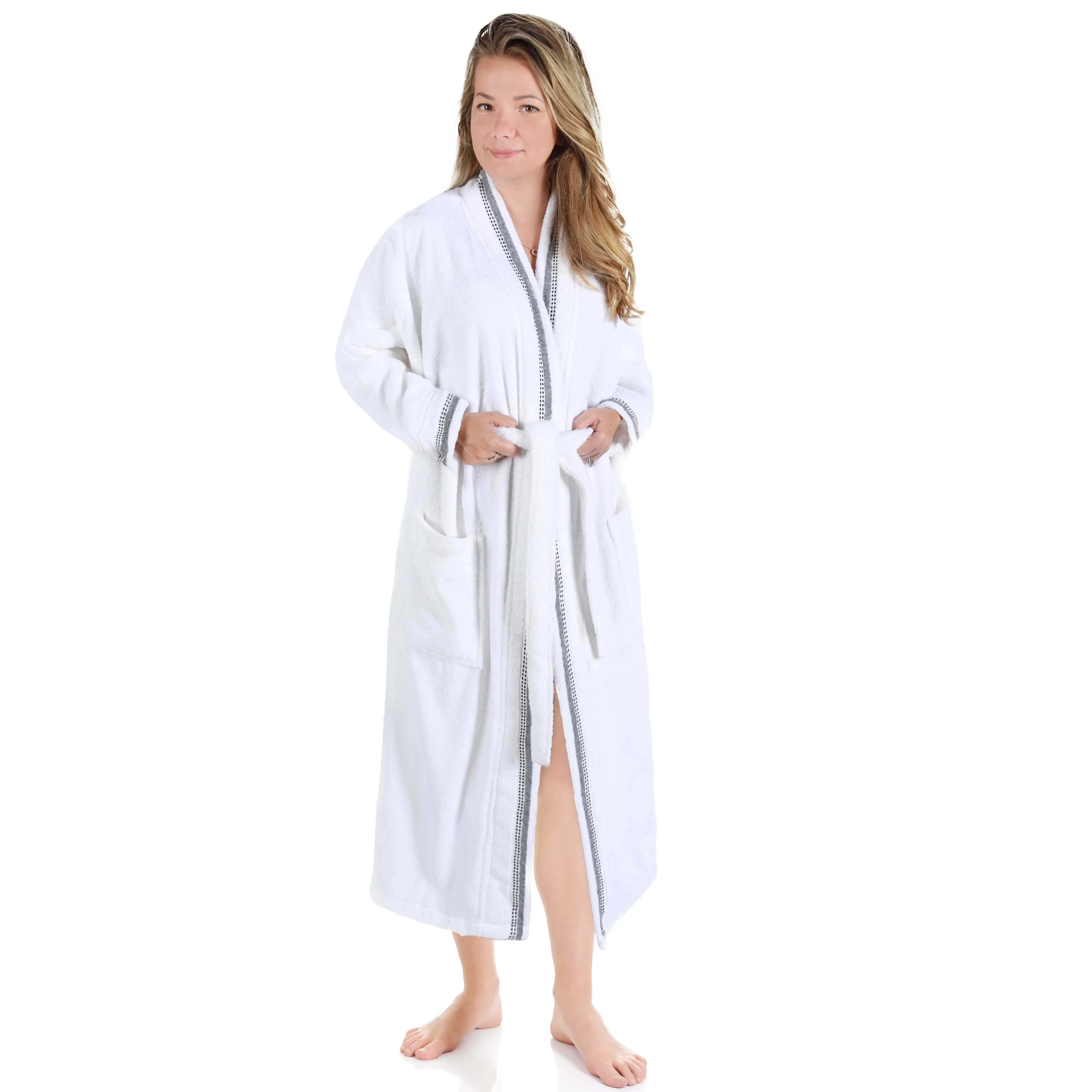 Tinsel Unisex Cotton Terry Kimono Bathrobe with Embroidery