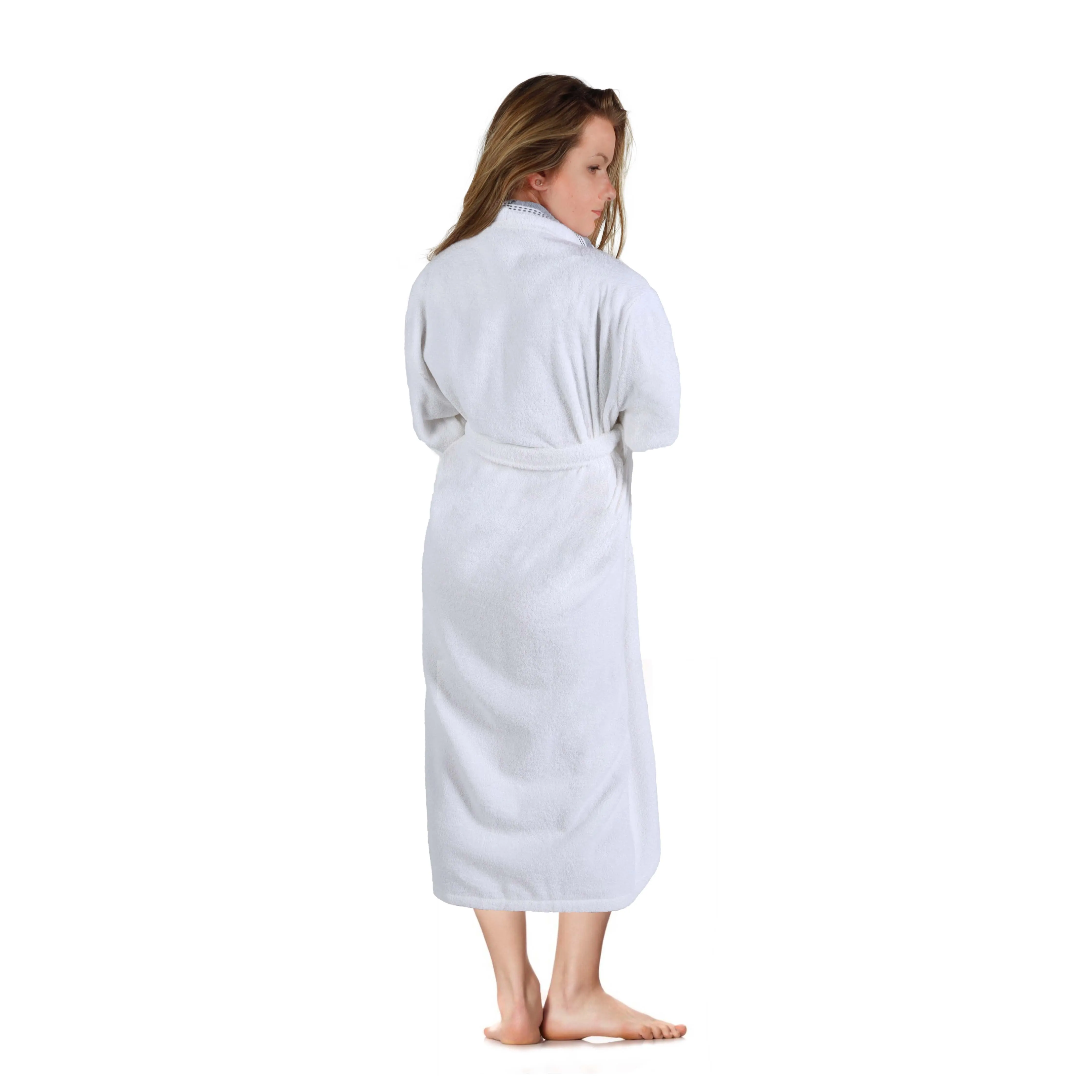 Tinsel Unisex Cotton Terry Kimono Bathrobe with Embroidery