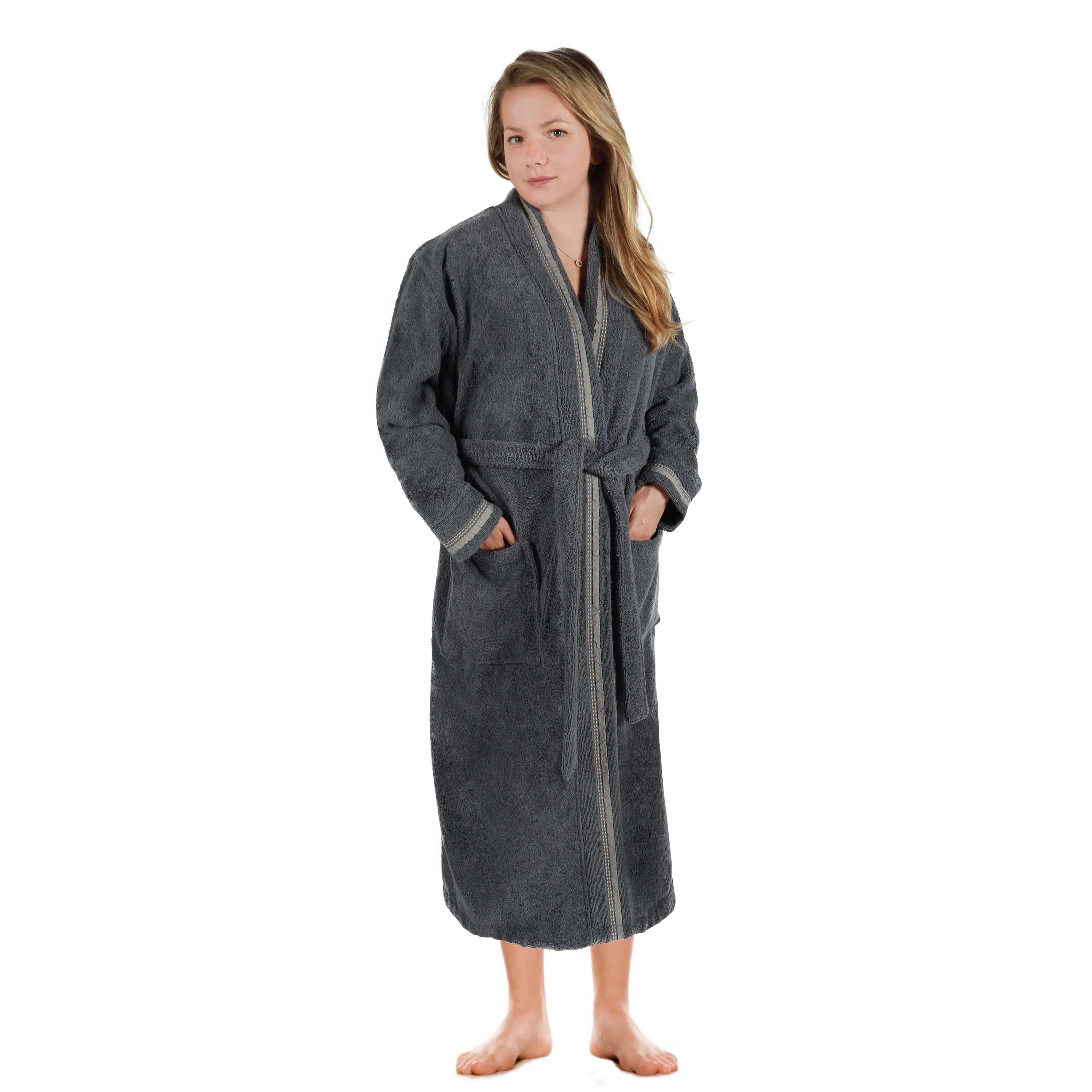 Tinsel Unisex Cotton Terry Kimono Bathrobe with Embroidery