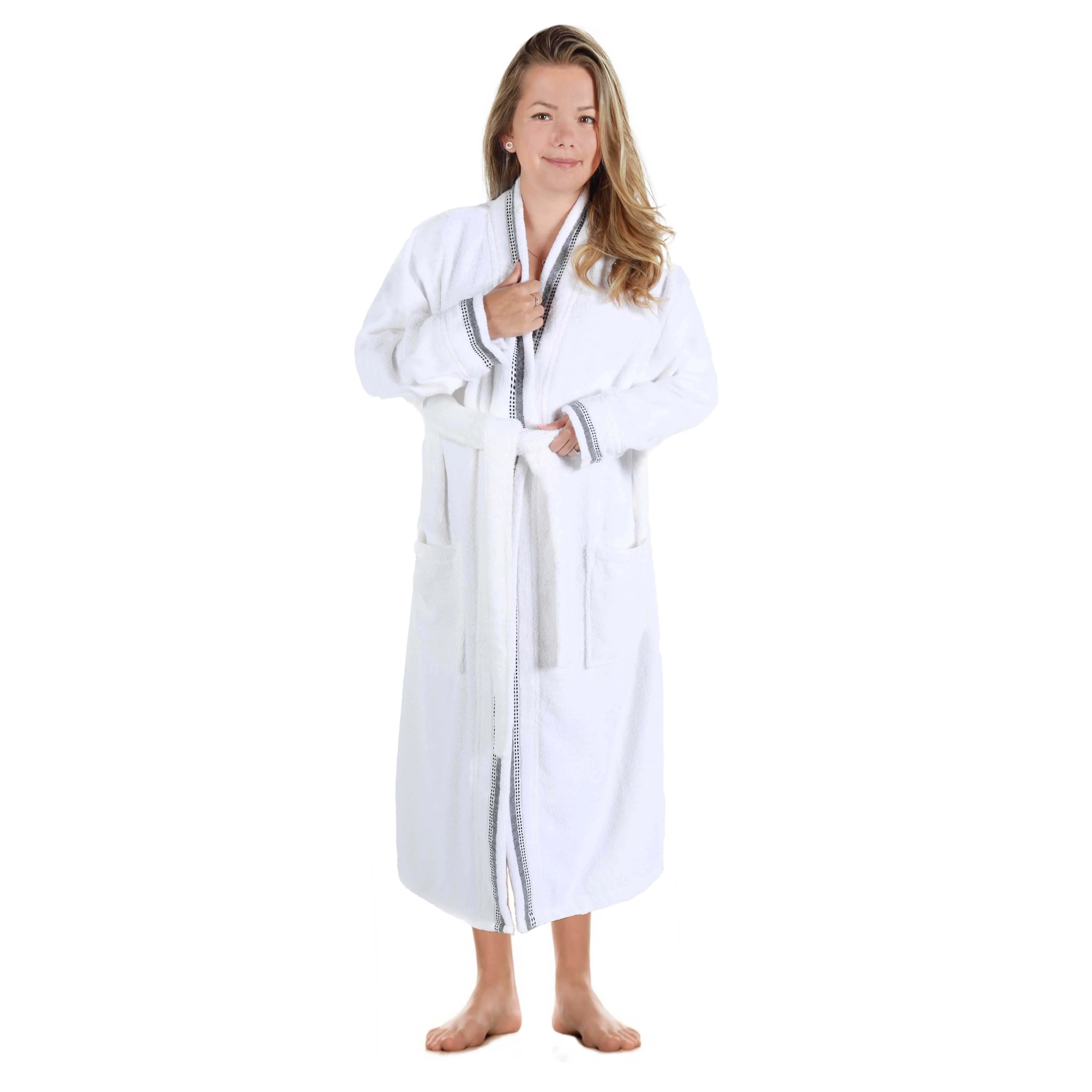 Tinsel Unisex Cotton Terry Kimono Bathrobe with Embroidery
