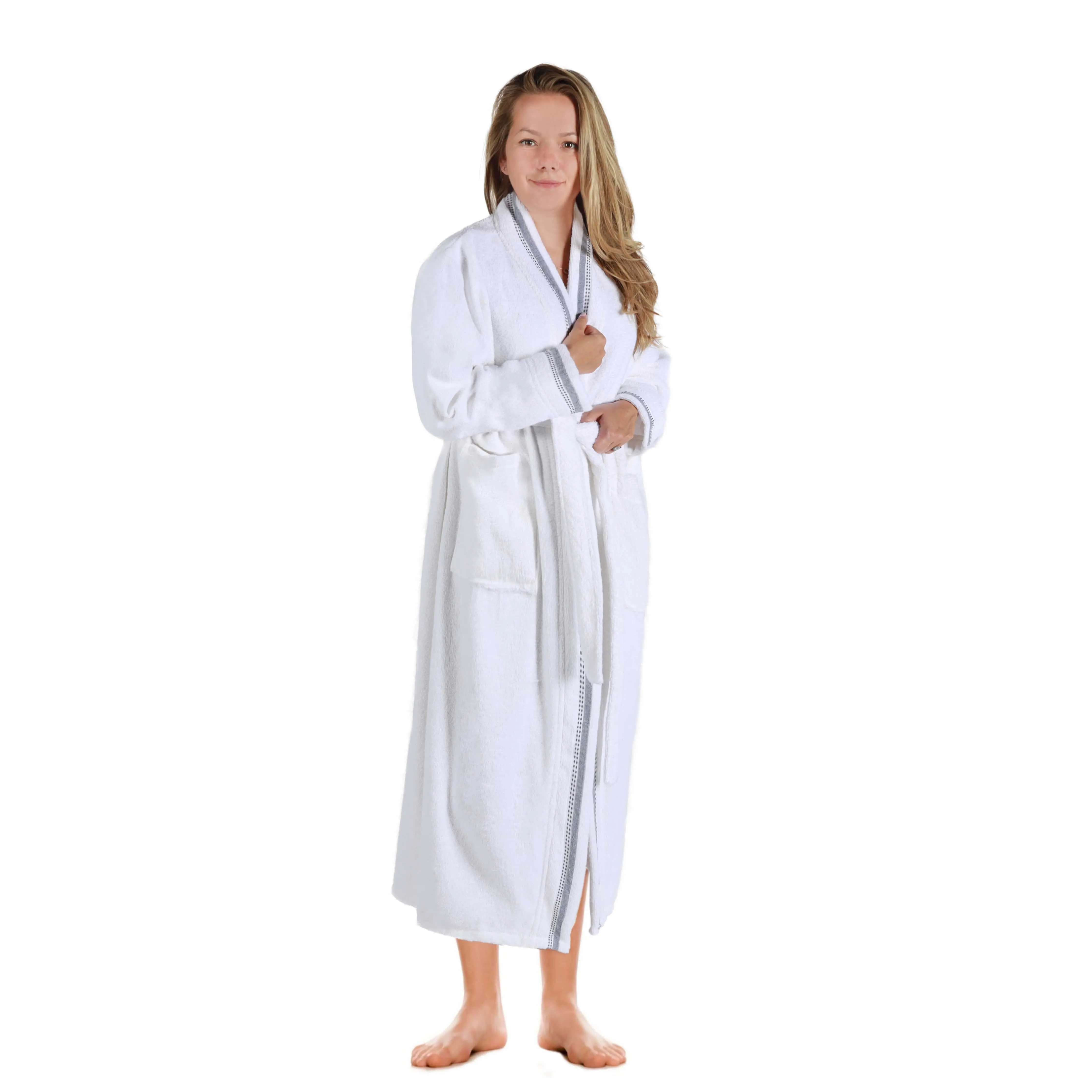 Tinsel Unisex Cotton Terry Kimono Bathrobe with Embroidery