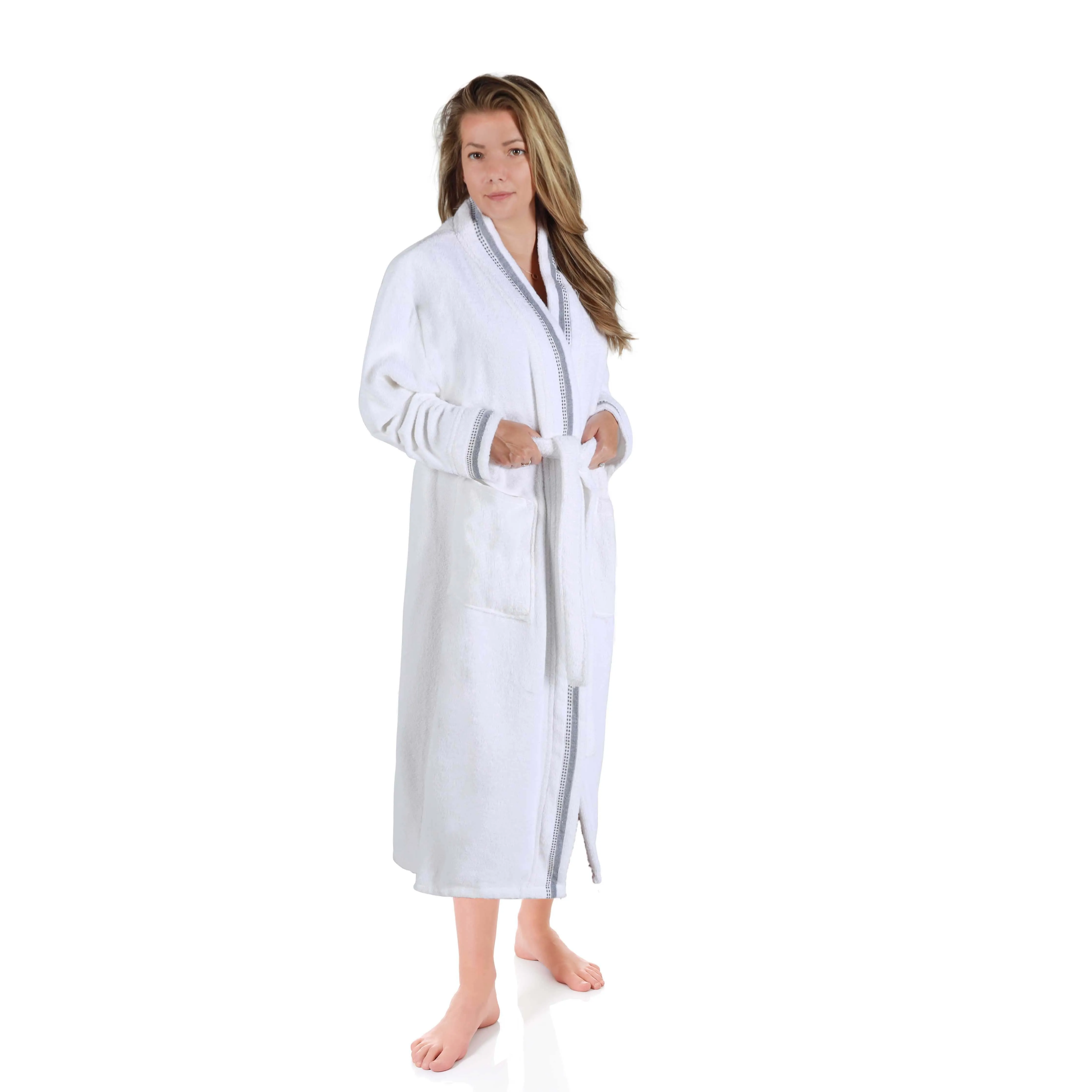 Tinsel Unisex Cotton Terry Kimono Bathrobe with Embroidery