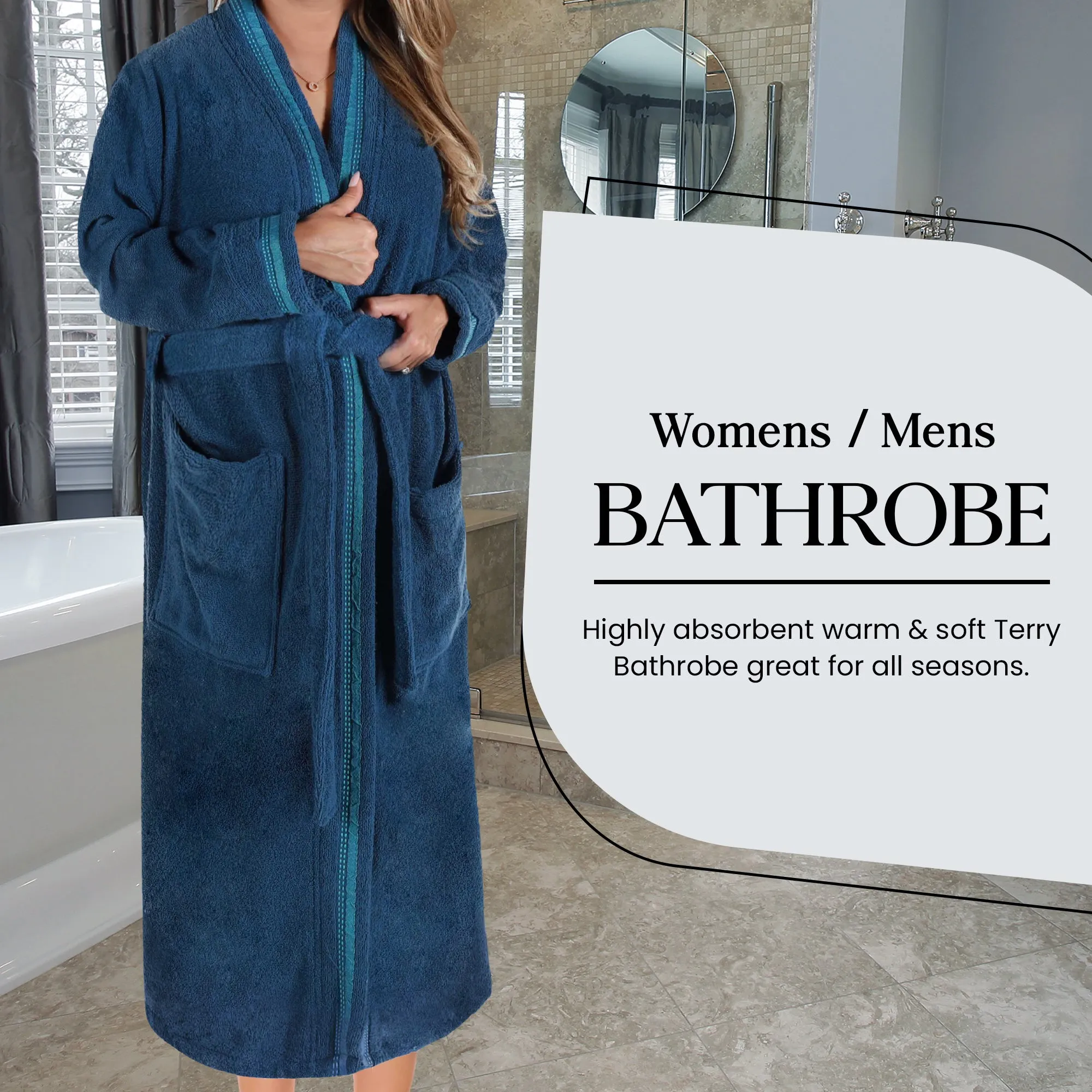 Tinsel Unisex Cotton Terry Kimono Bathrobe with Embroidery