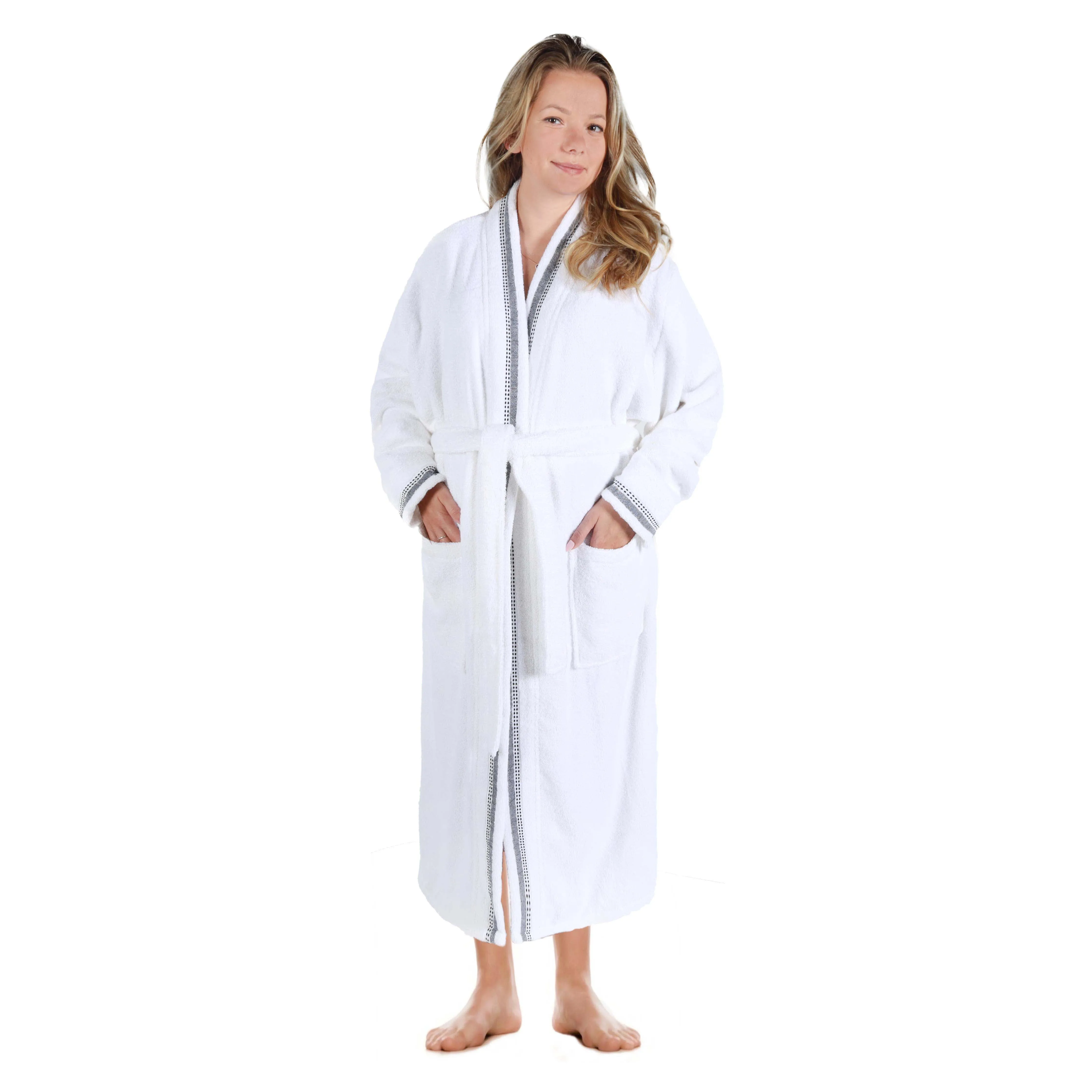 Tinsel Unisex Cotton Terry Kimono Bathrobe with Embroidery