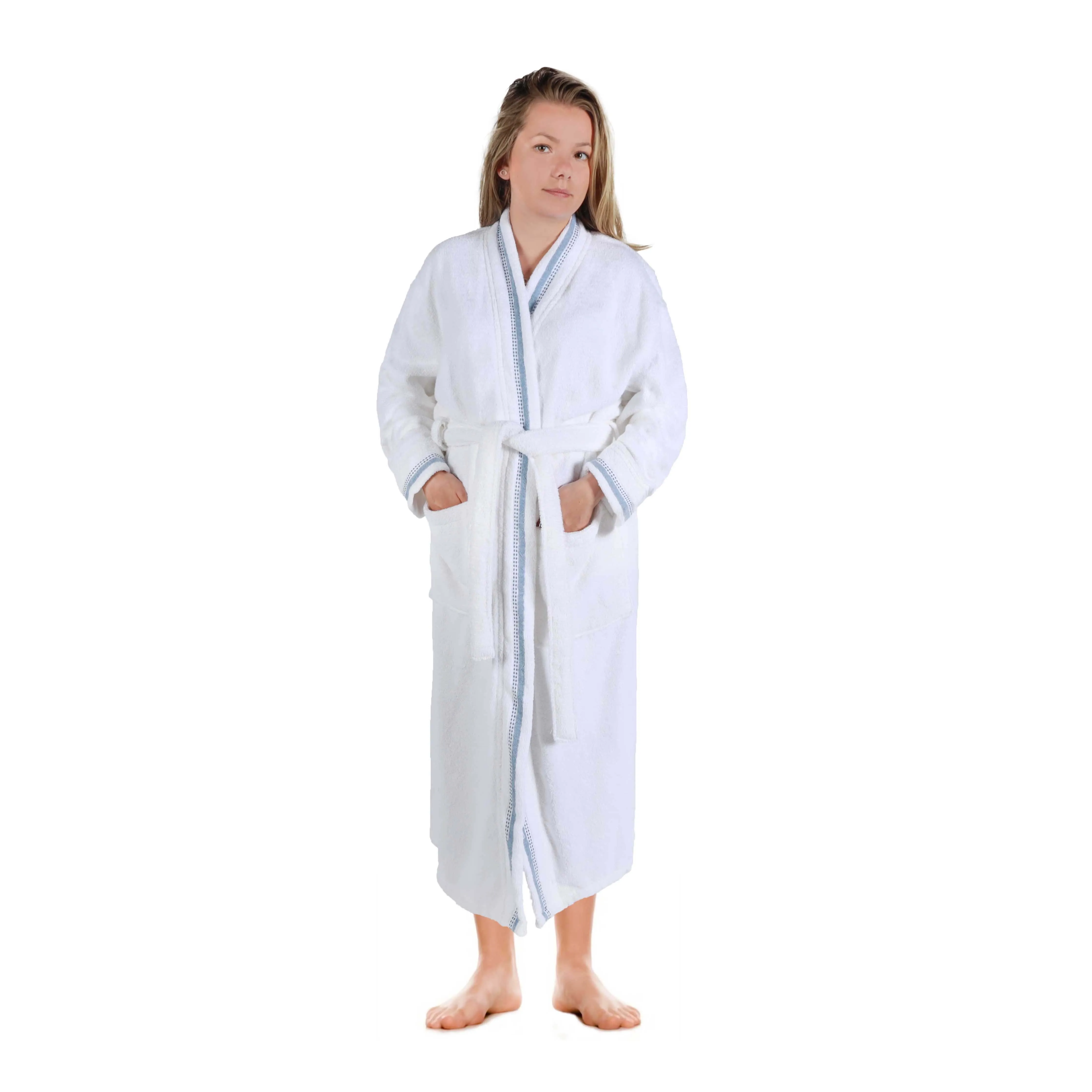 Tinsel Unisex Cotton Terry Kimono Bathrobe with Embroidery