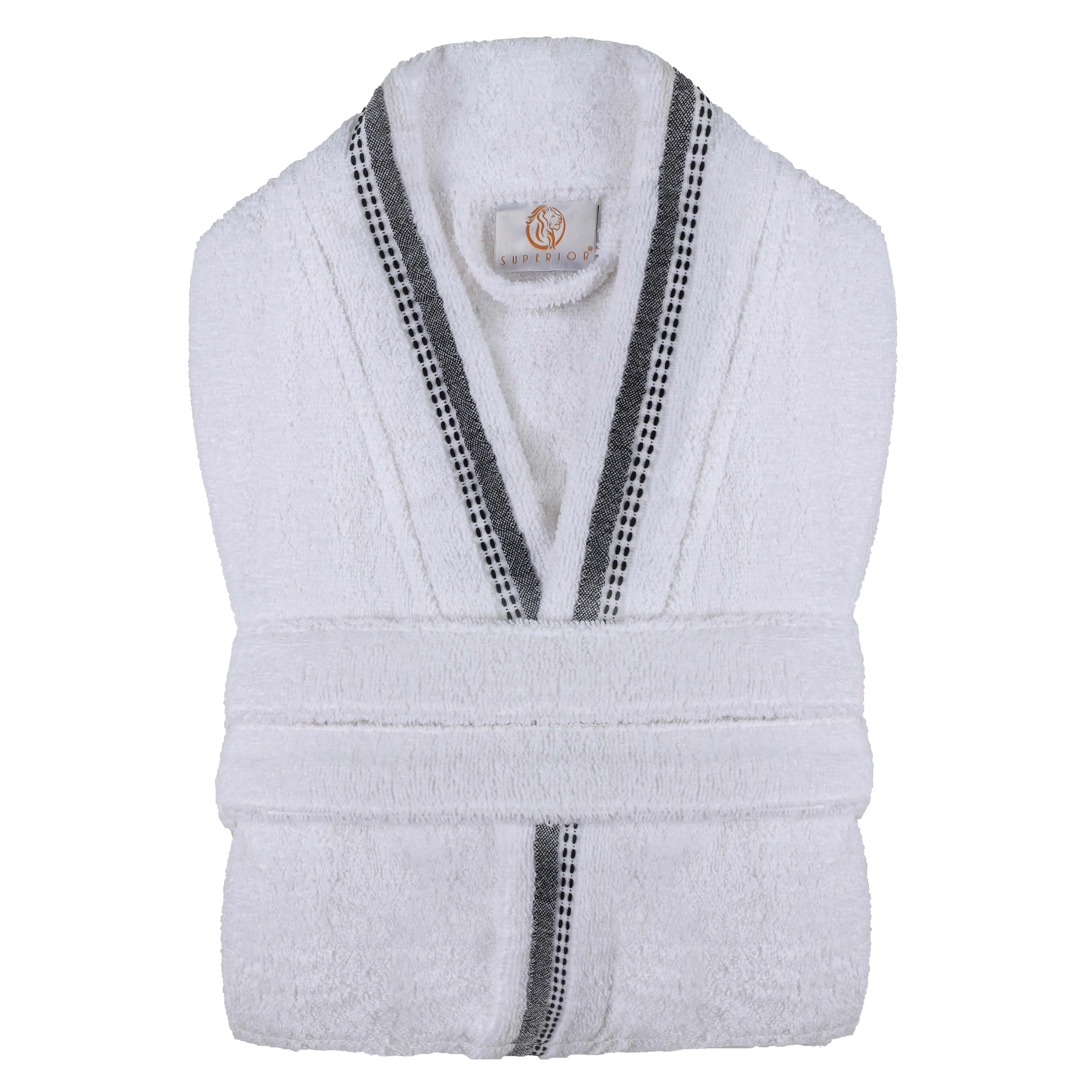 Tinsel Unisex Cotton Terry Kimono Bathrobe with Embroidery