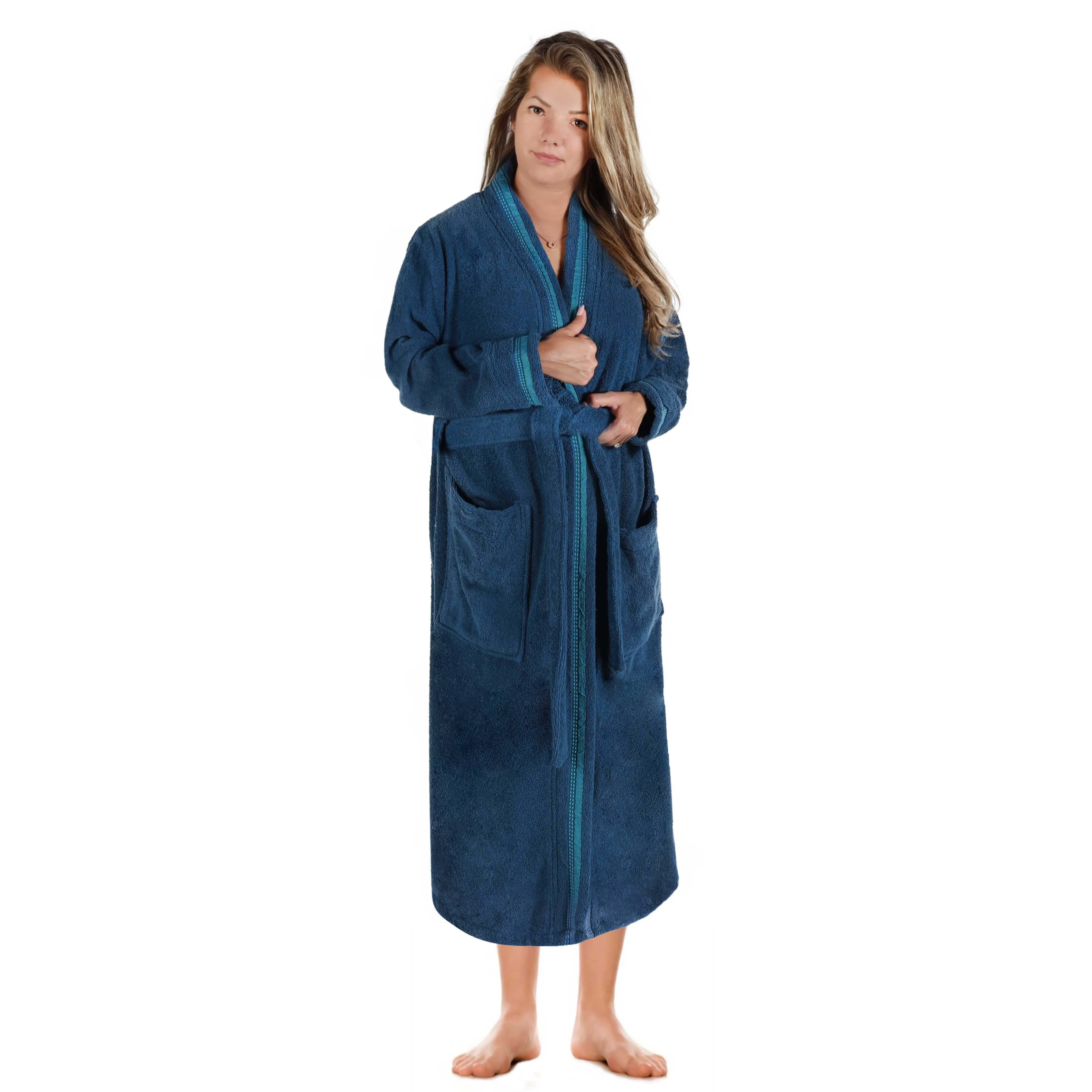 Tinsel Unisex Cotton Terry Kimono Bathrobe with Embroidery