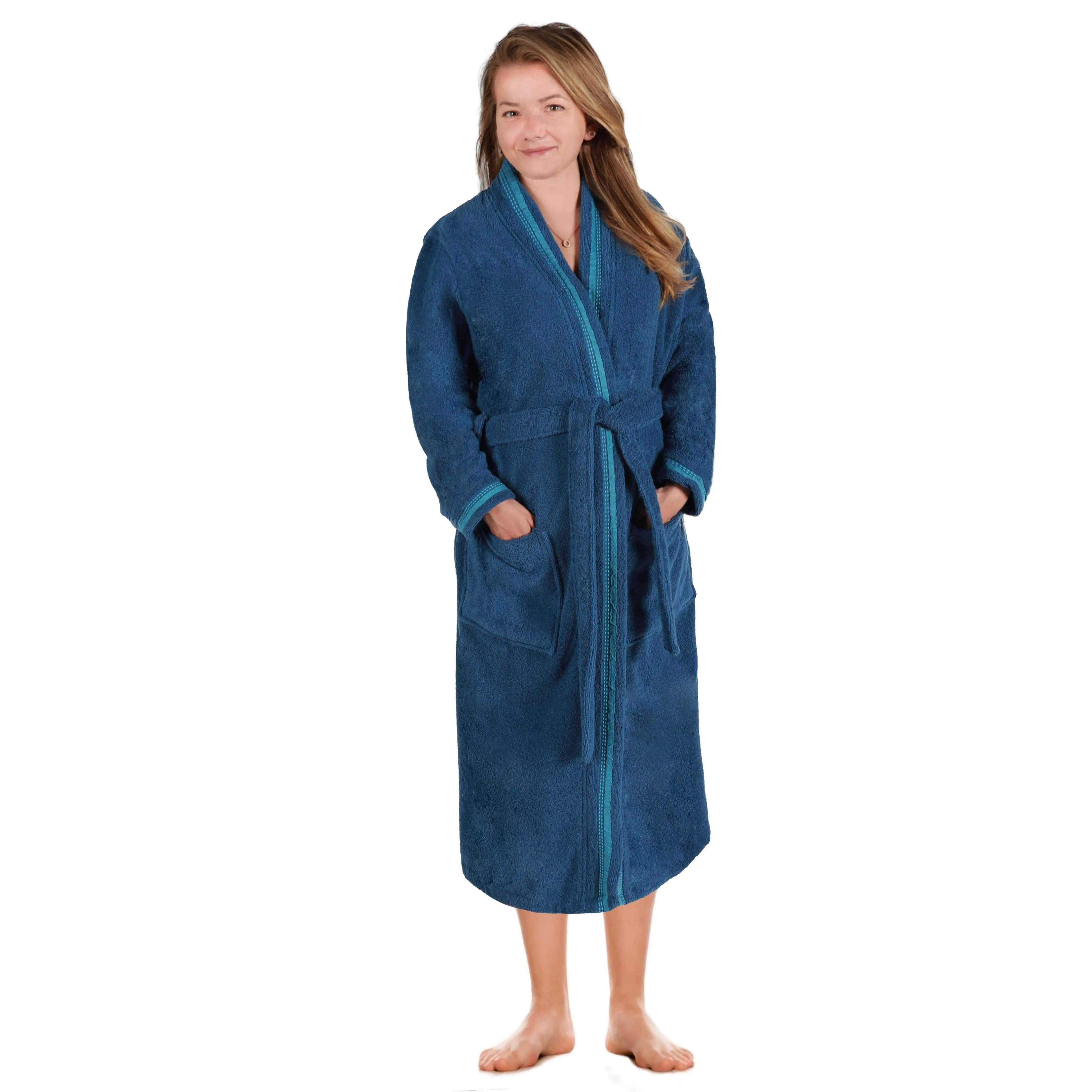 Tinsel Unisex Cotton Terry Kimono Bathrobe with Embroidery