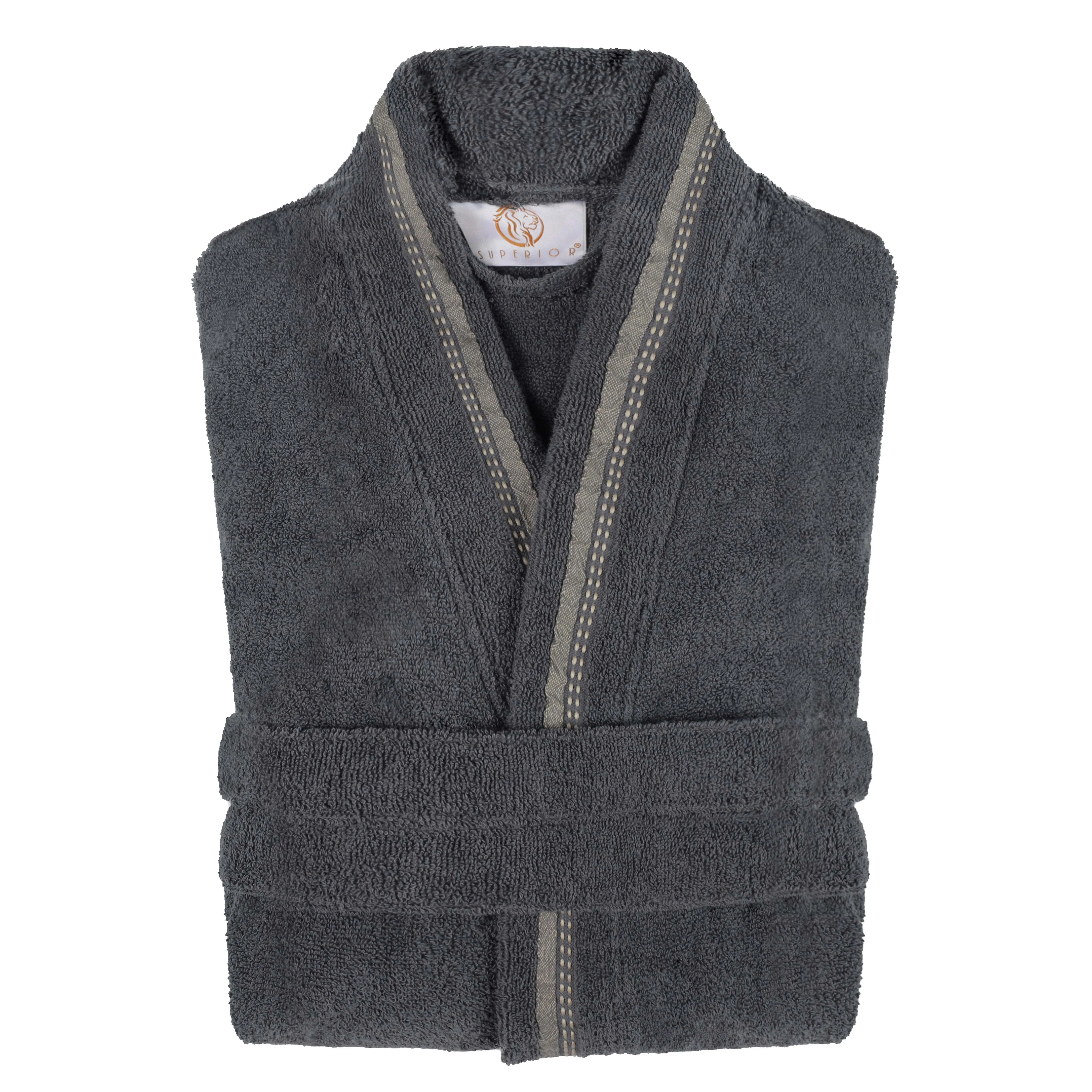Tinsel Unisex Cotton Terry Kimono Bathrobe with Embroidery