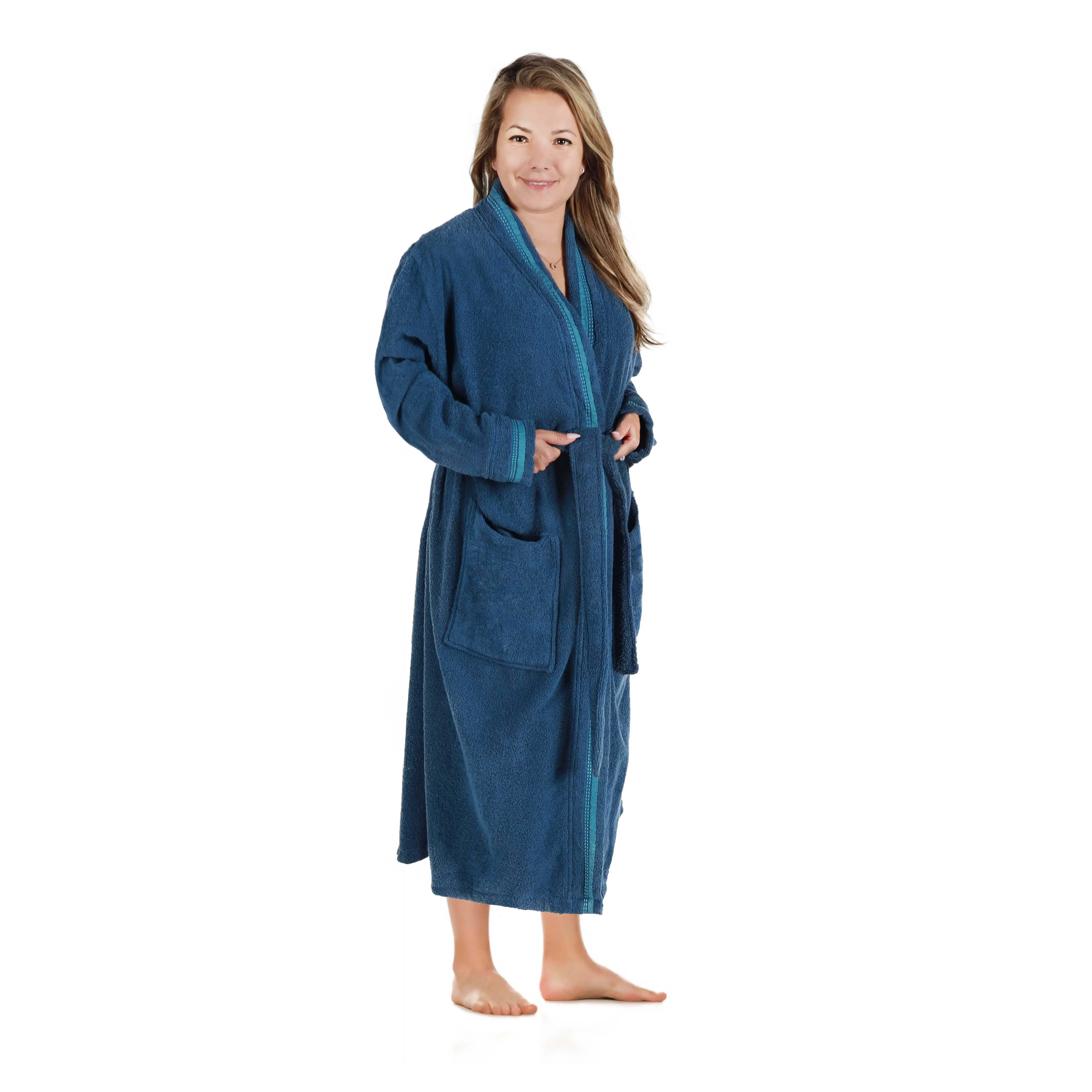 Tinsel Unisex Cotton Terry Kimono Bathrobe with Embroidery
