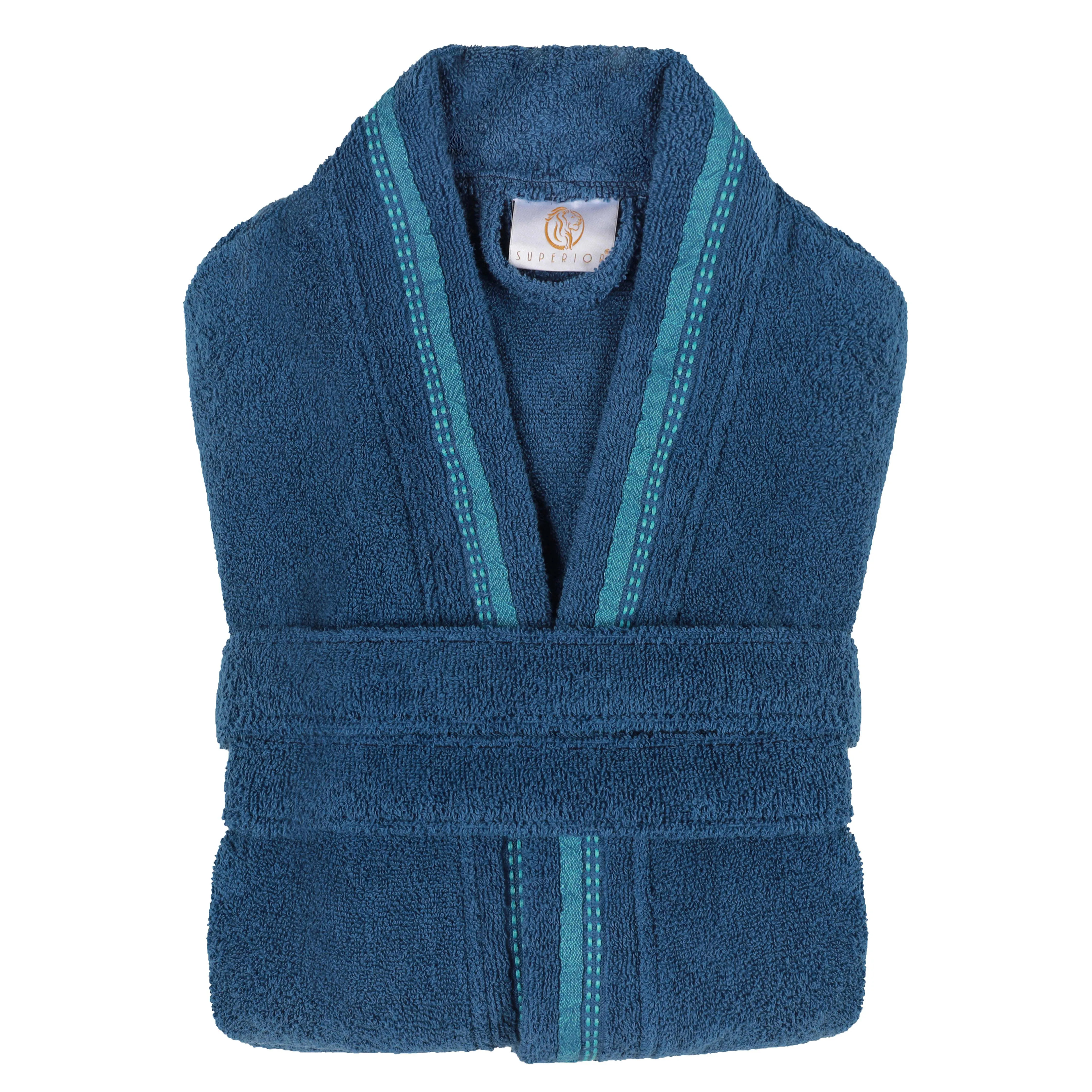 Tinsel Unisex Cotton Terry Kimono Bathrobe with Embroidery