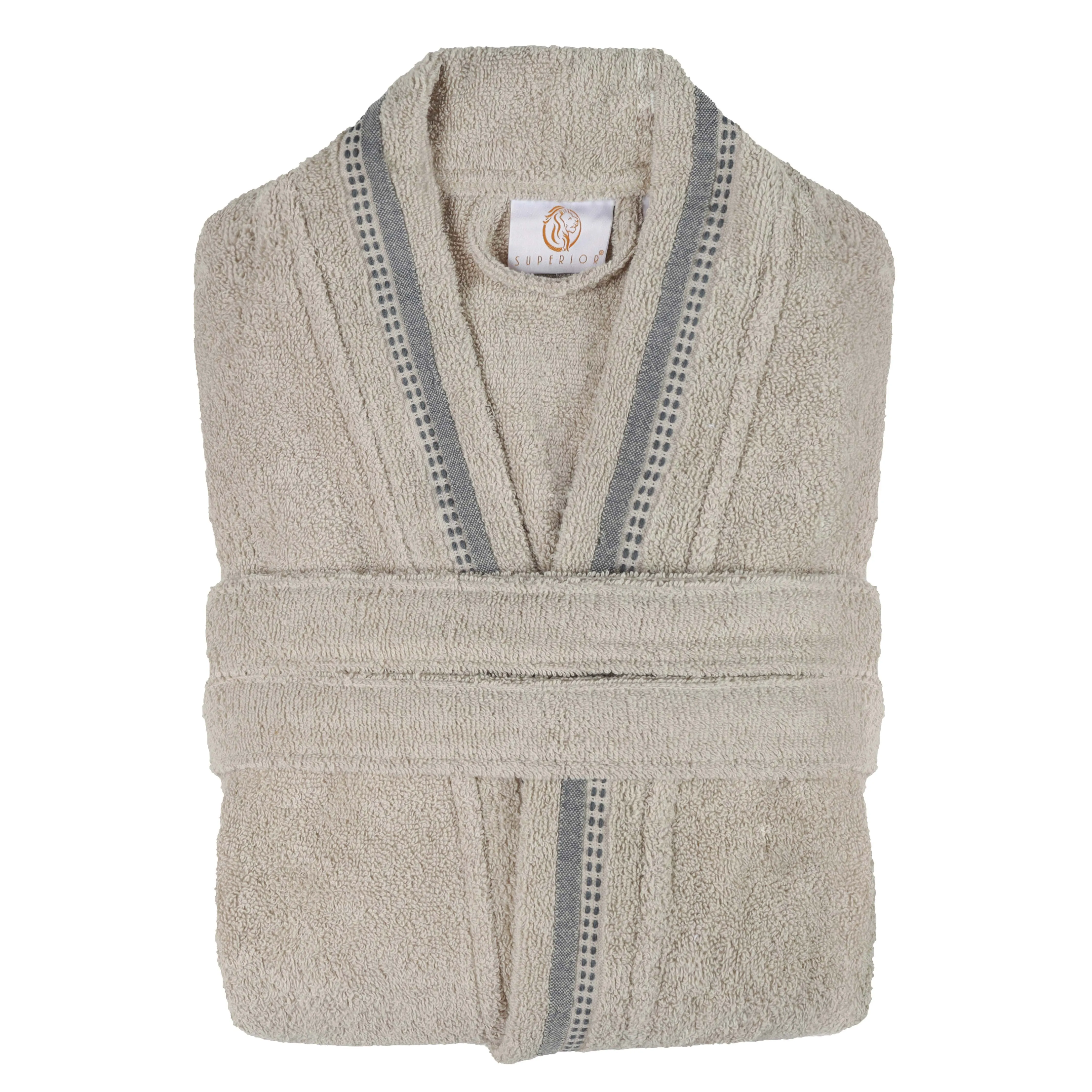 Tinsel Unisex Cotton Terry Kimono Bathrobe with Embroidery