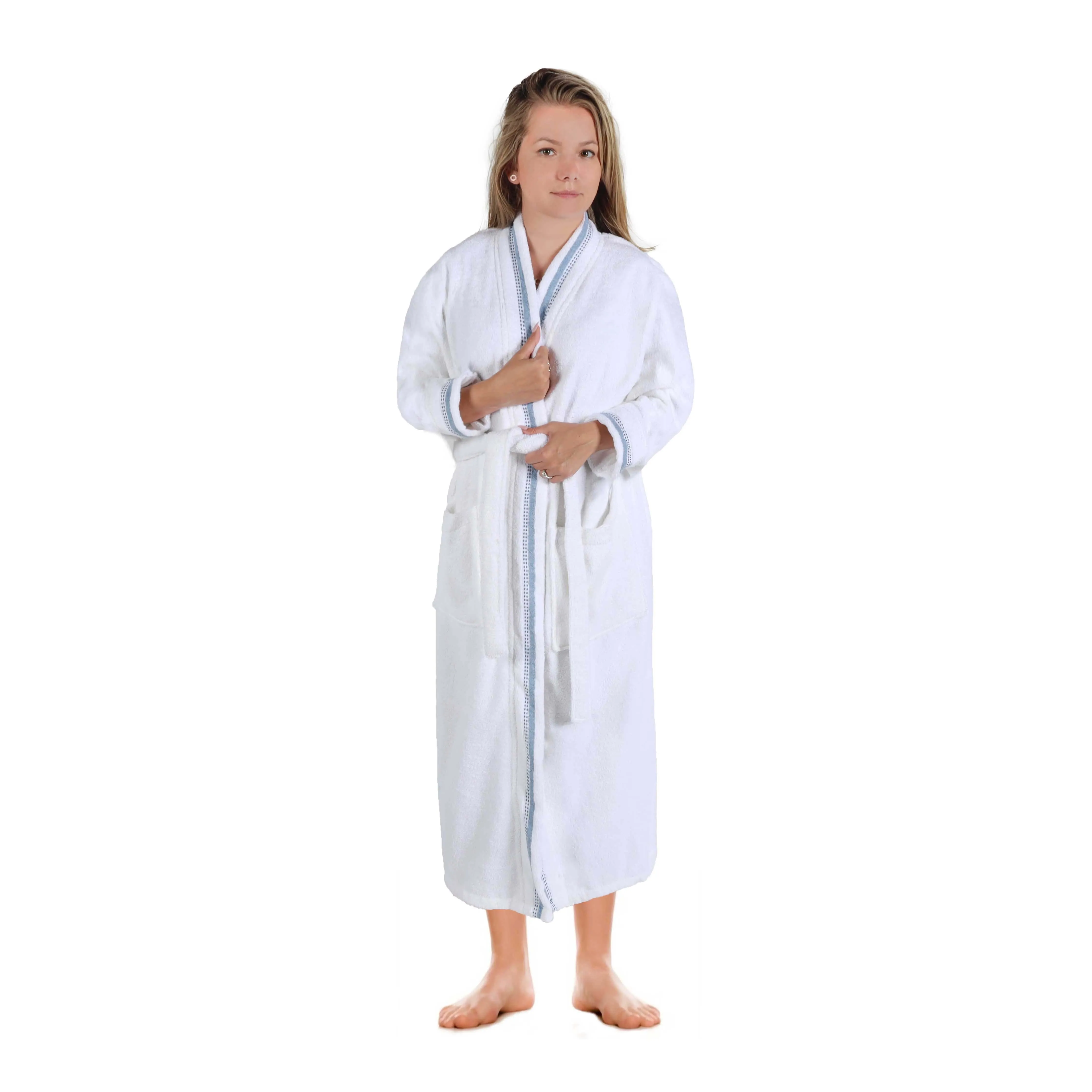 Tinsel Unisex Cotton Terry Kimono Bathrobe with Embroidery