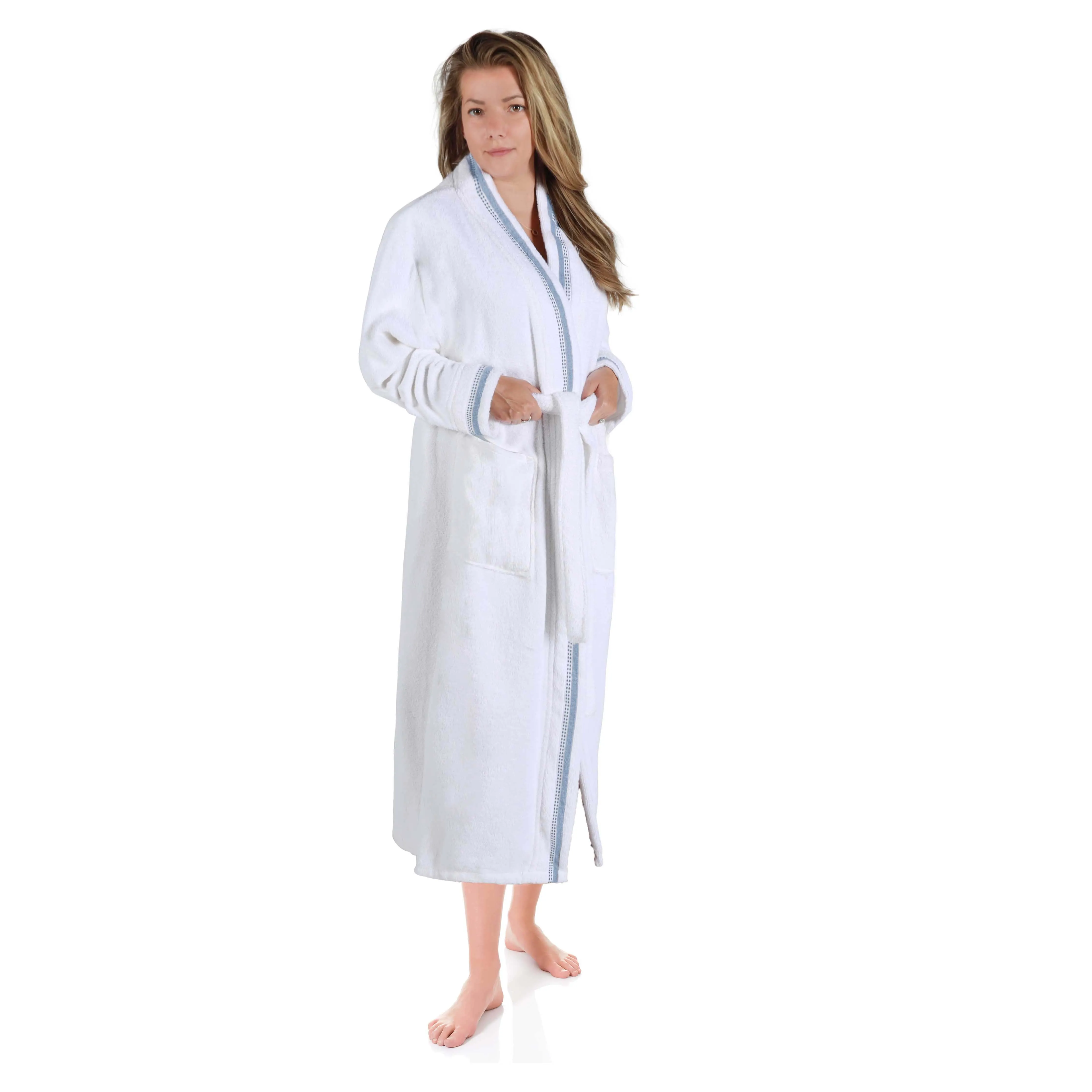 Tinsel Unisex Cotton Terry Kimono Bathrobe with Embroidery