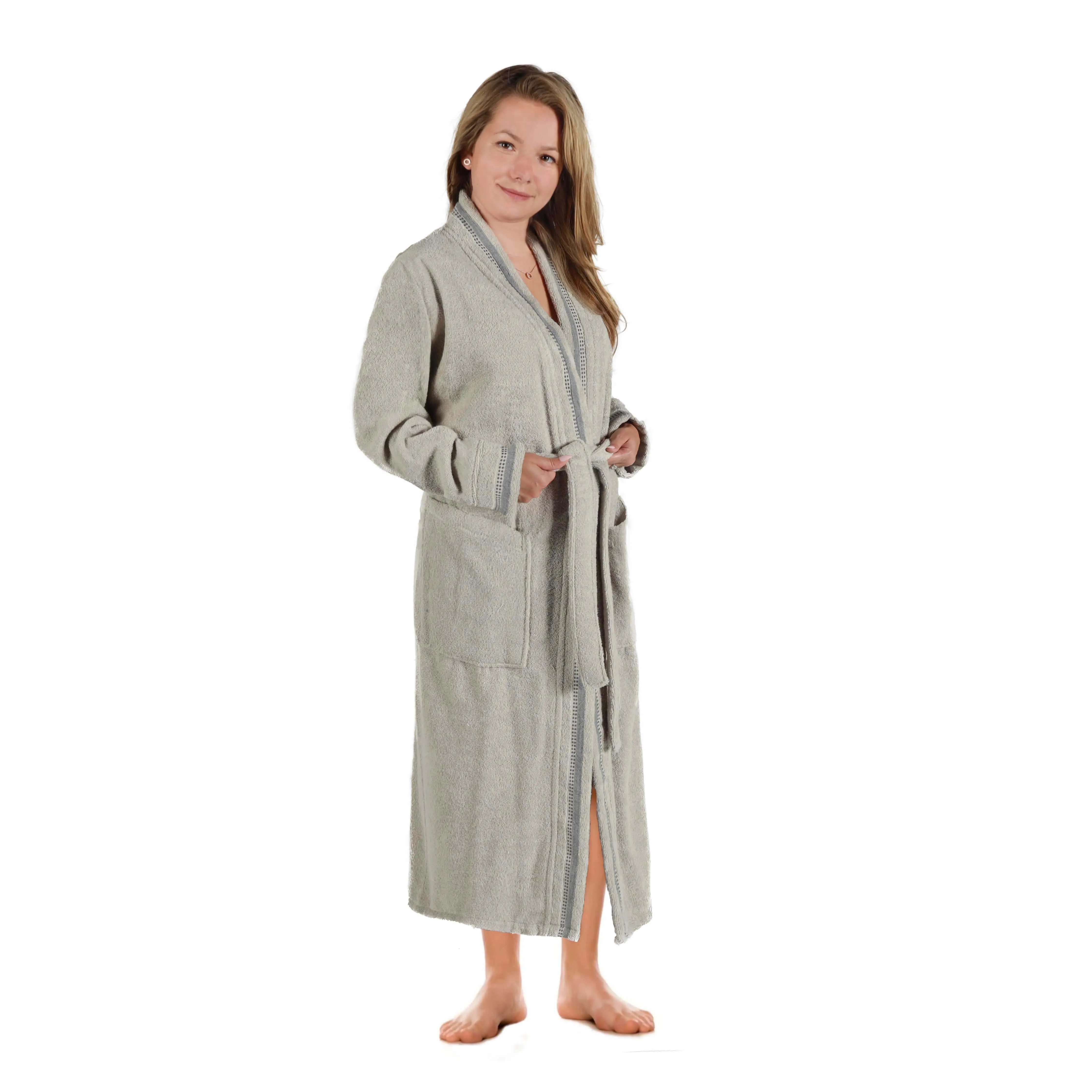 Tinsel Unisex Cotton Terry Kimono Bathrobe with Embroidery