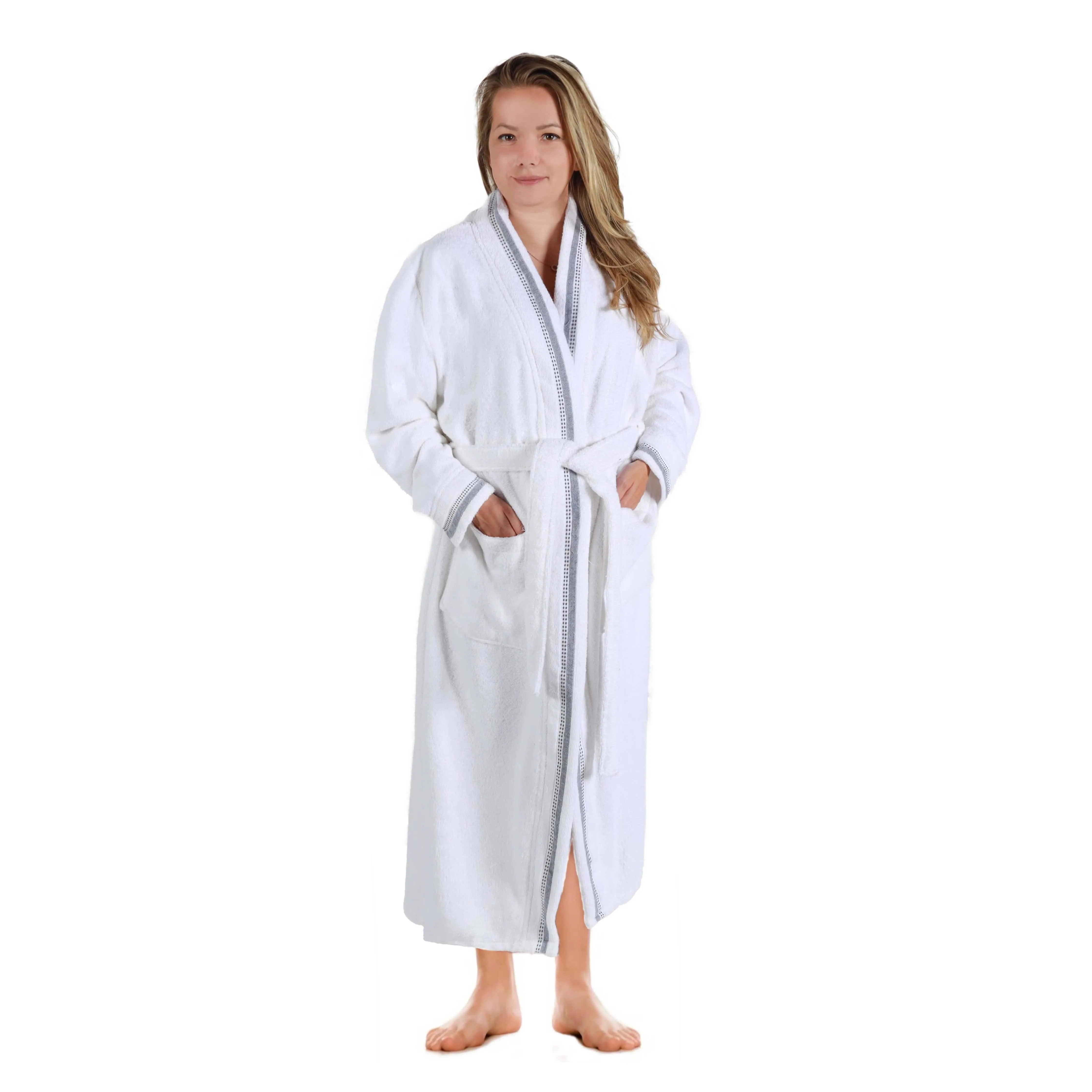 Tinsel Unisex Cotton Terry Kimono Bathrobe with Embroidery