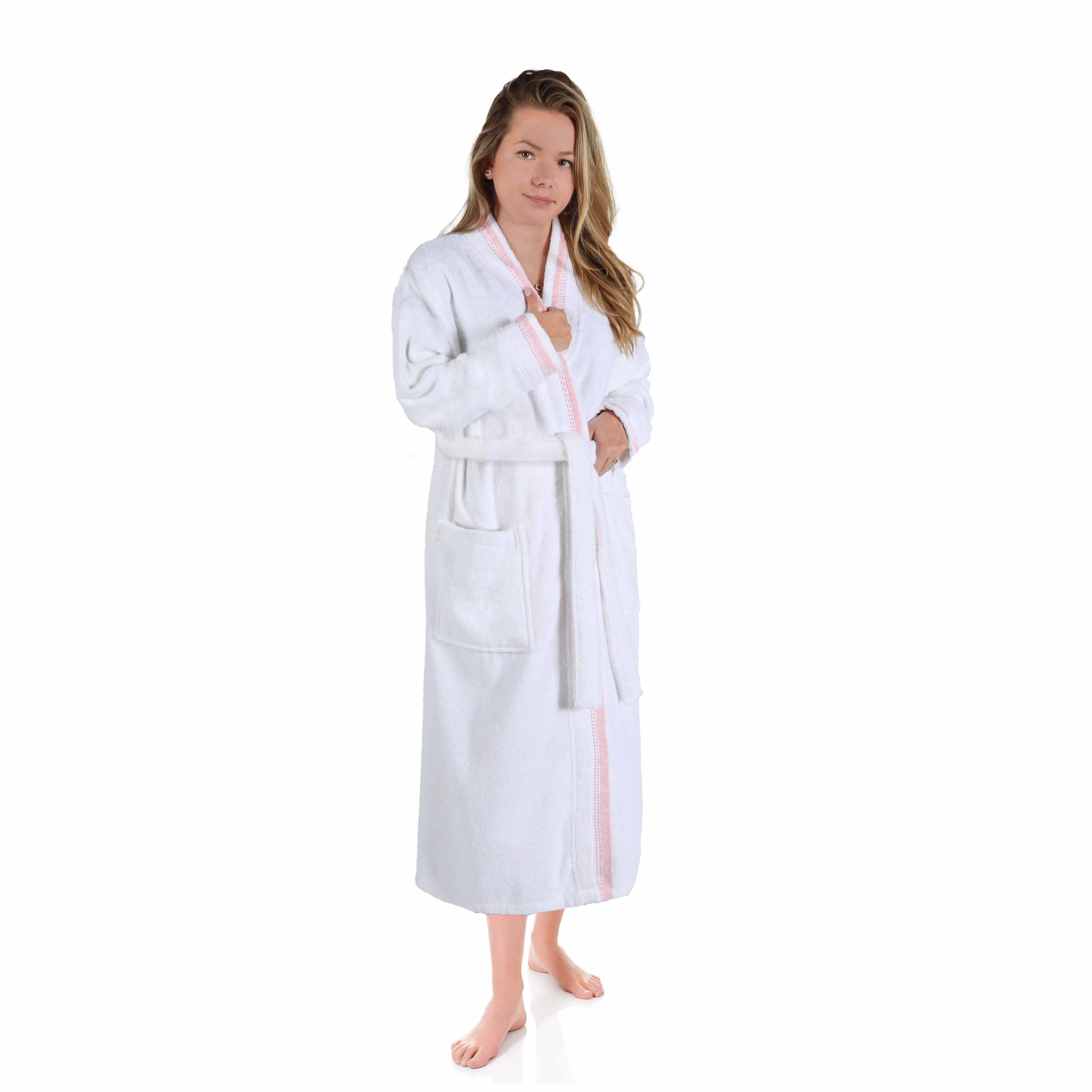Tinsel Unisex Cotton Terry Kimono Bathrobe with Embroidery