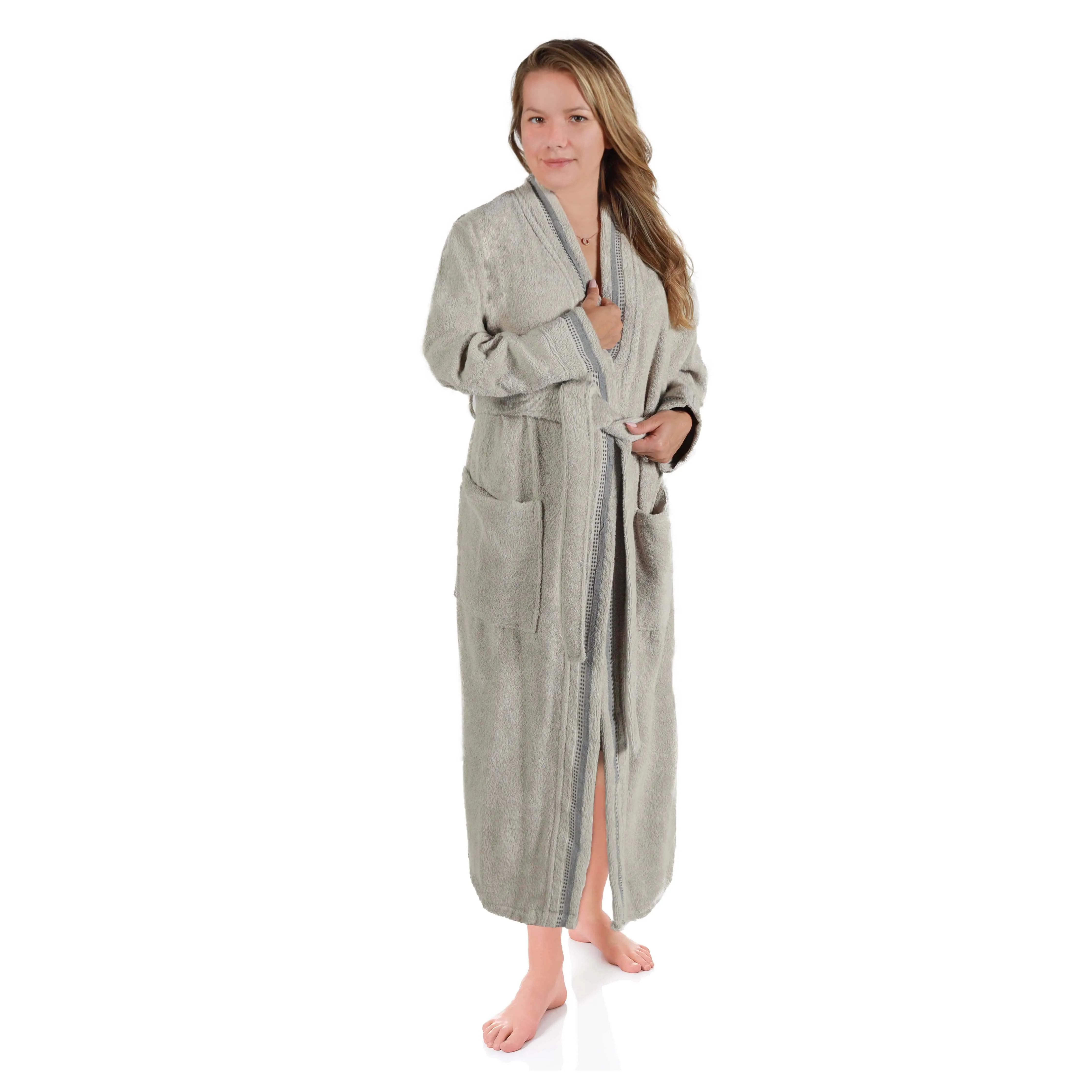 Tinsel Unisex Cotton Terry Kimono Bathrobe with Embroidery