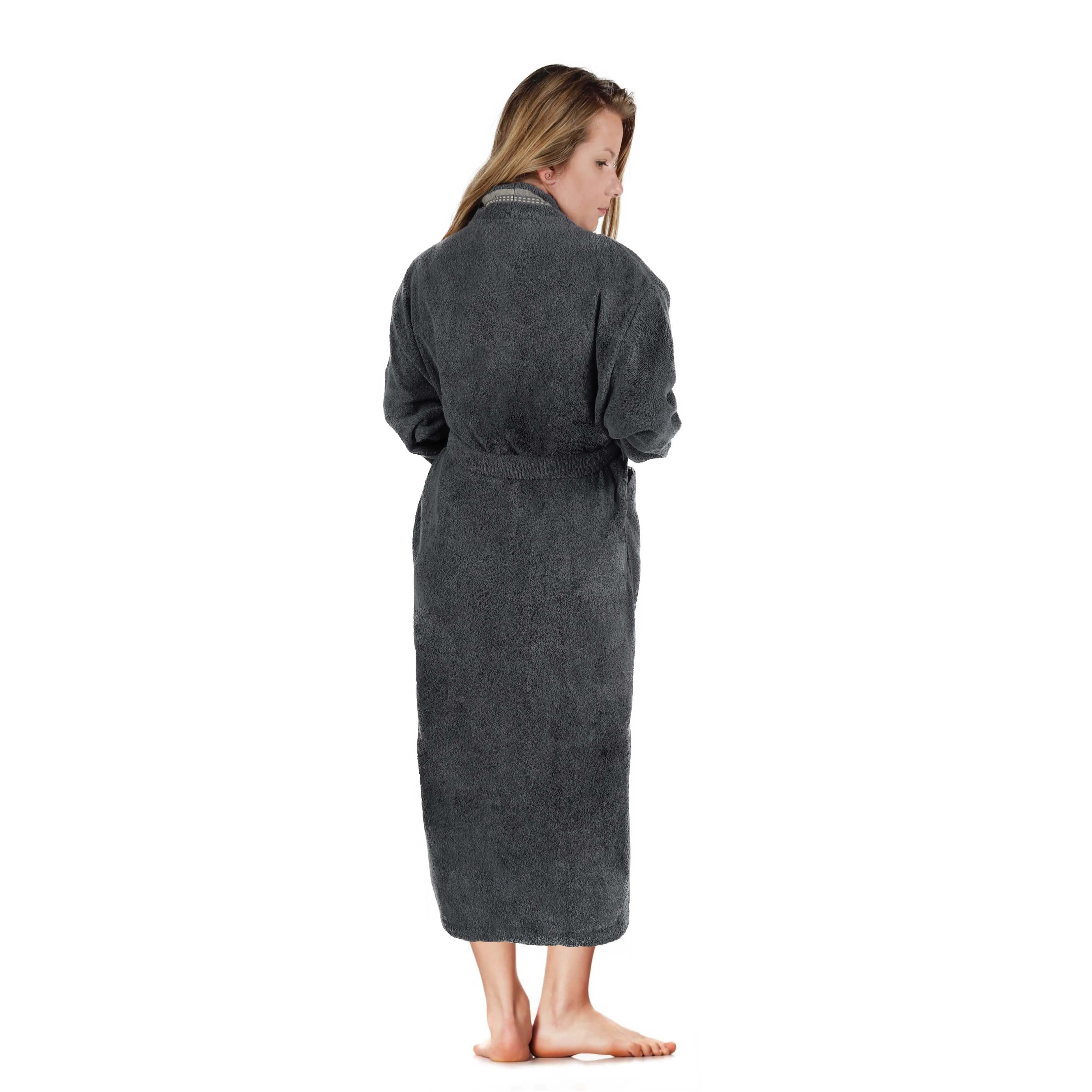 Tinsel Unisex Cotton Terry Kimono Bathrobe with Embroidery