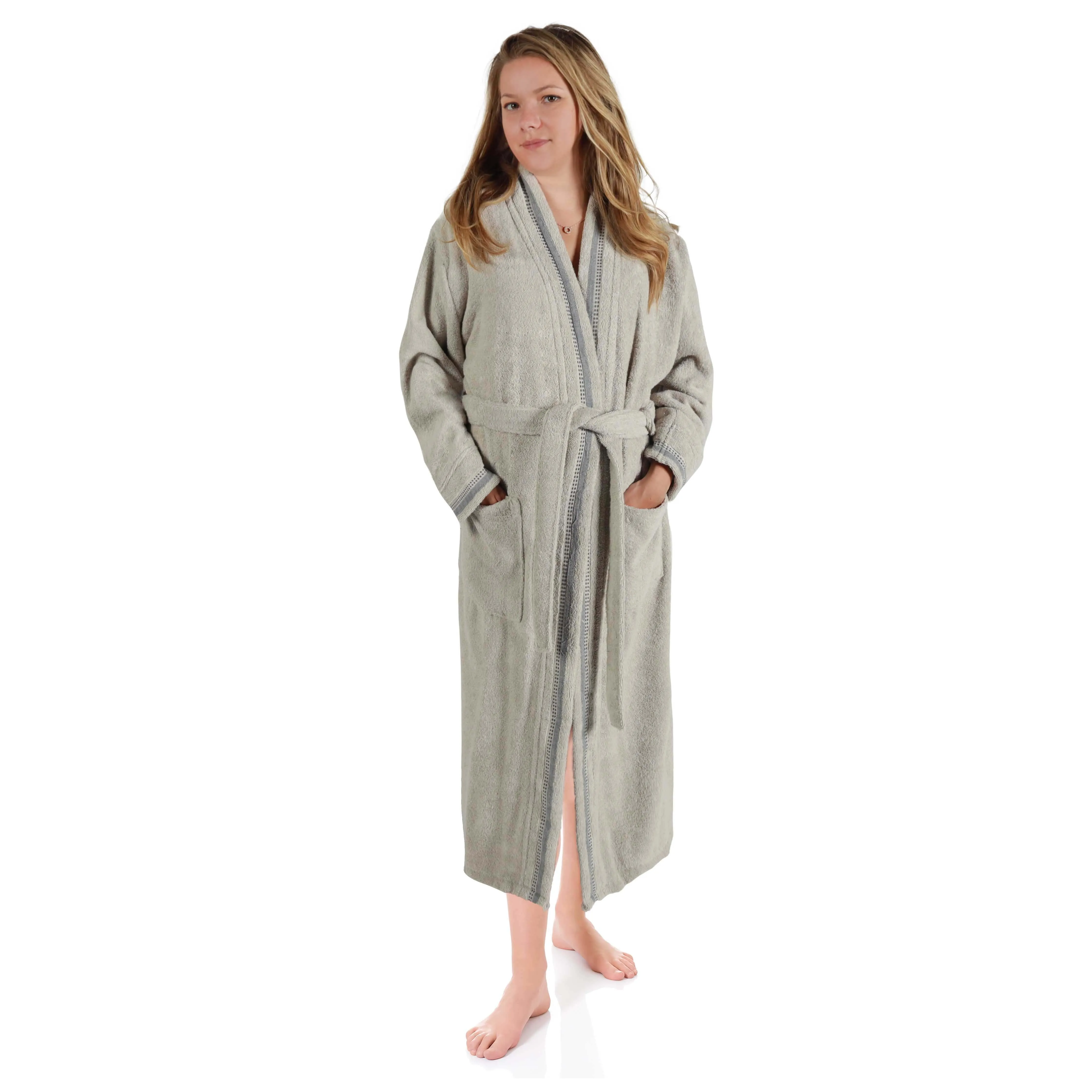 Tinsel Unisex Cotton Terry Kimono Bathrobe with Embroidery