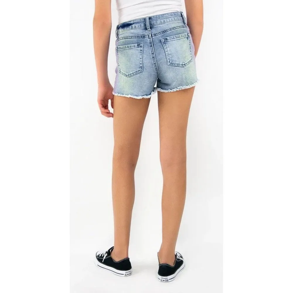 Tractr Girls Ombre Fray Hem Brittany Short