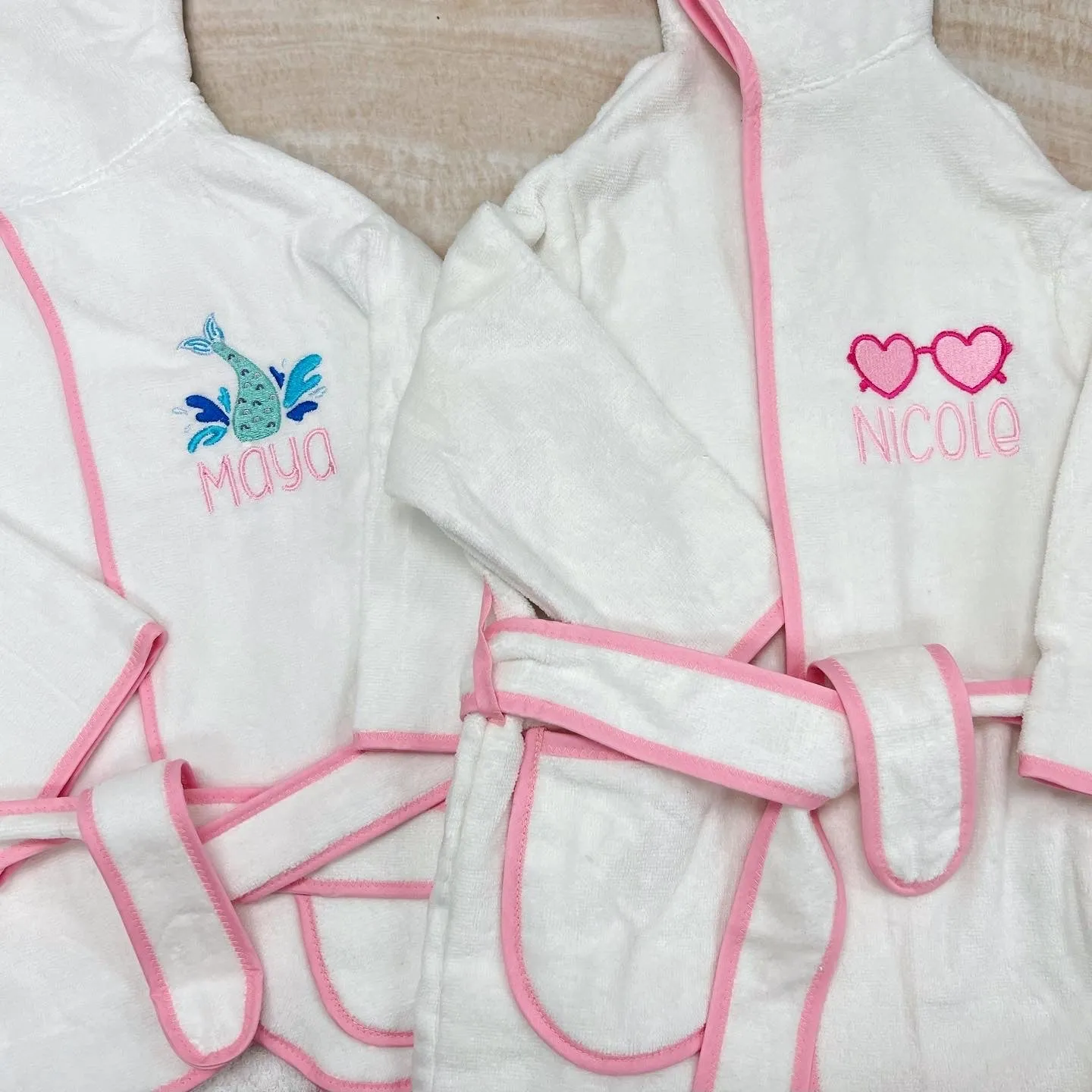 Trim Terry Bath Robe - Pink
