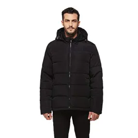 Universo Men's Heavy Duty Insulated Winter Down Parka Jacket Anorak Puffer Coat with Removable Hood(Black,L)