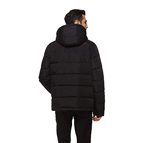 Universo Men's Heavy Duty Insulated Winter Down Parka Jacket Anorak Puffer Coat with Removable Hood(Black,L)