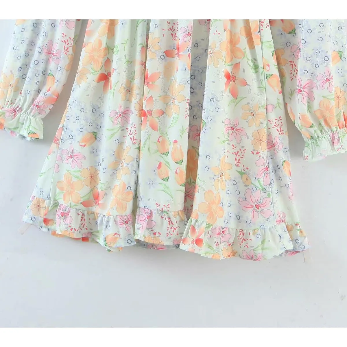 V-NECK FLORAL BOHO BEACH MINI DRESS