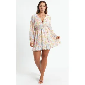 V-NECK FLORAL BOHO BEACH MINI DRESS