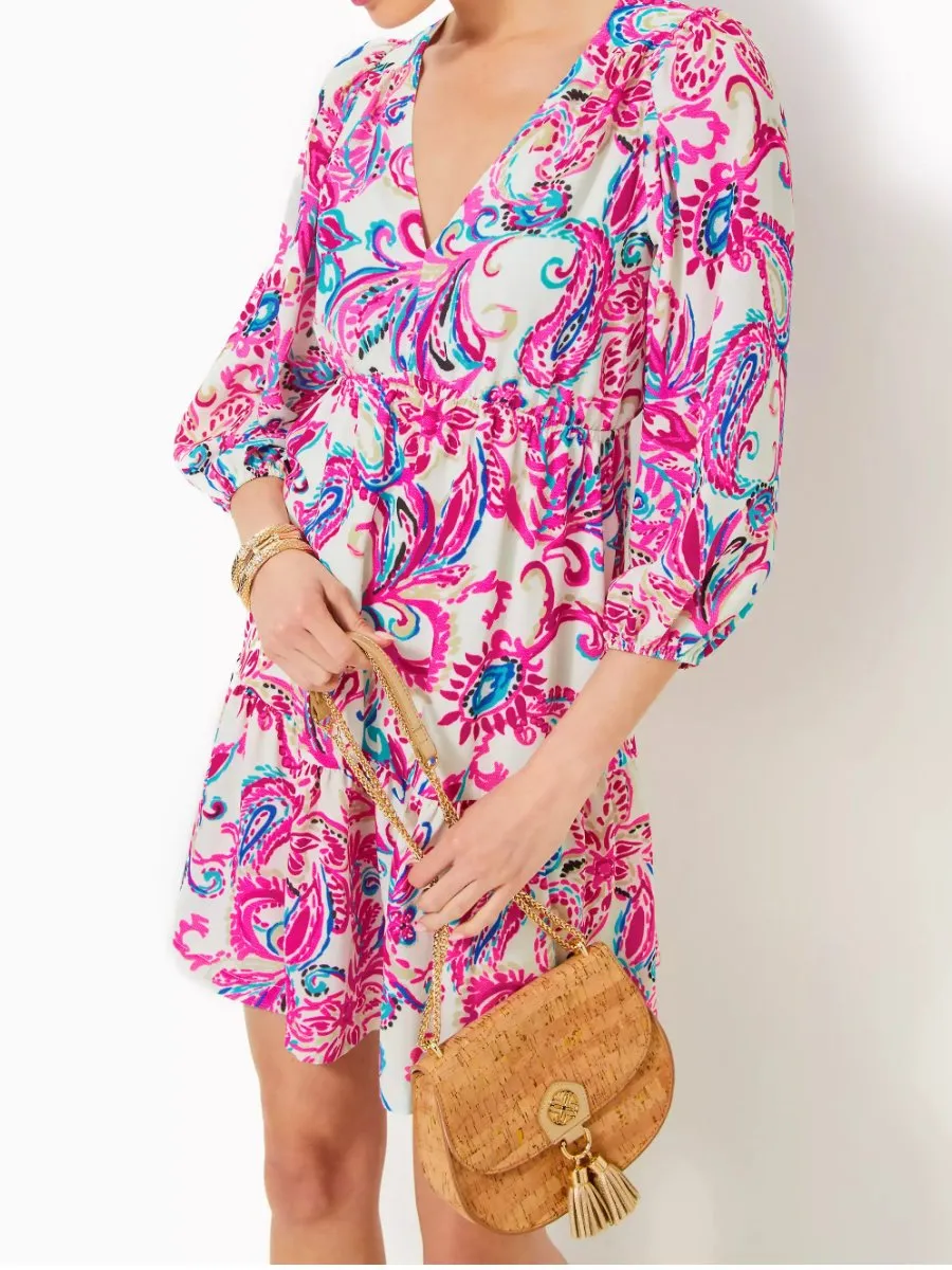V Neck Printed Dress