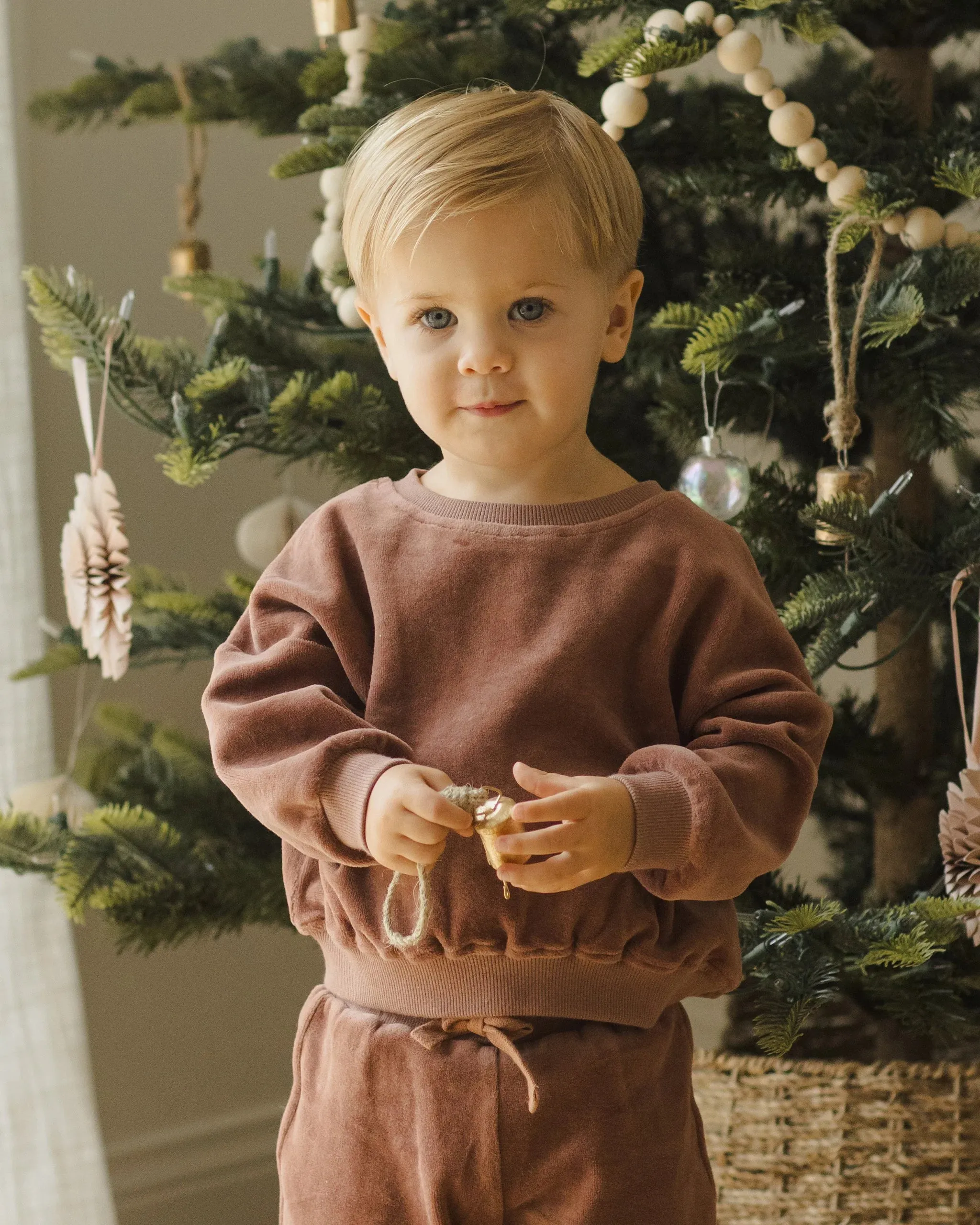 Velour Relaxed Sweatshirt | Cranberry