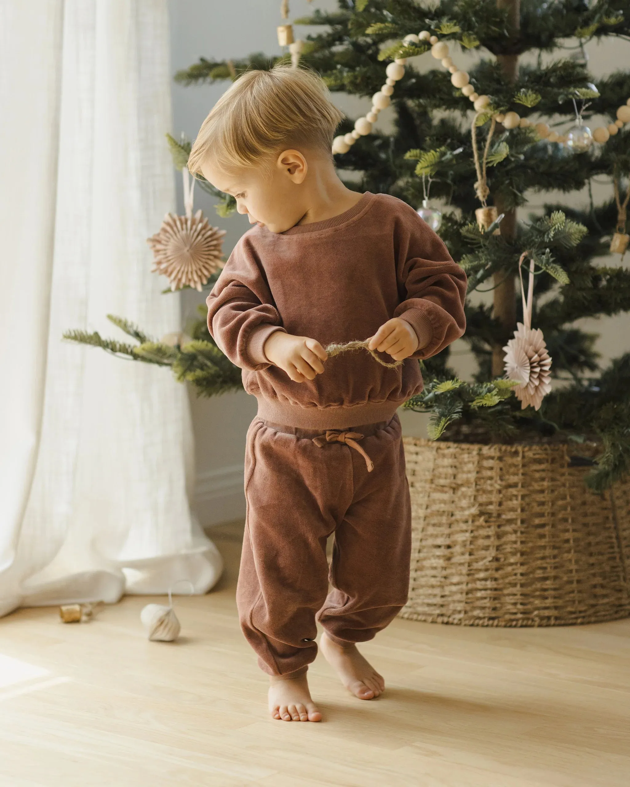 Velour Relaxed Sweatshirt | Cranberry