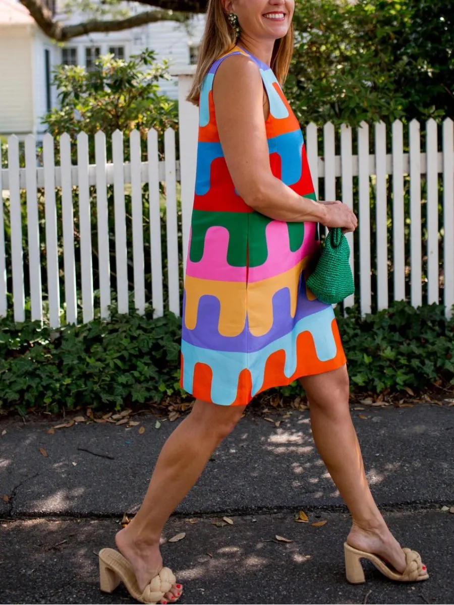 Vibrant Placement Print Dress