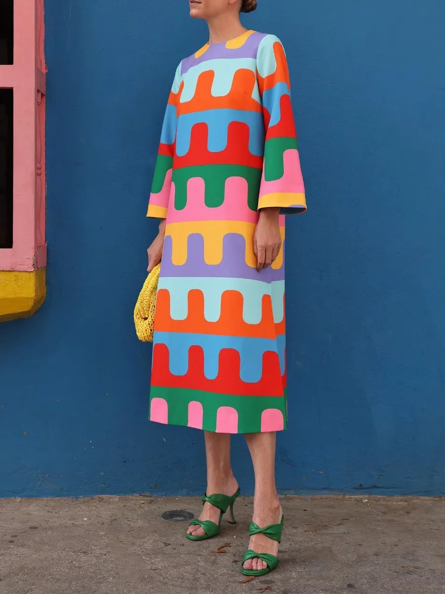 Vibrant Placement Print Dress