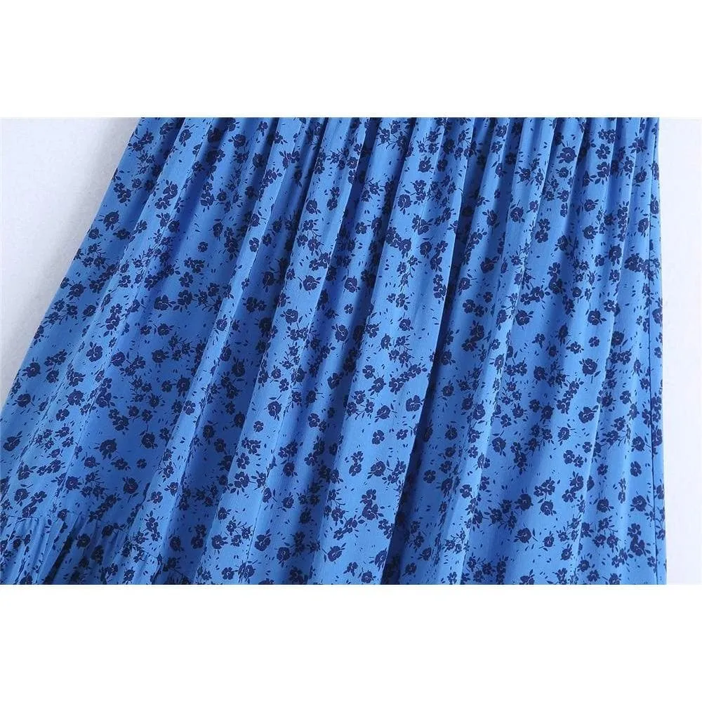 VINTAGE BACKLESS PATCHWORK POPLIN MIDI DRESS