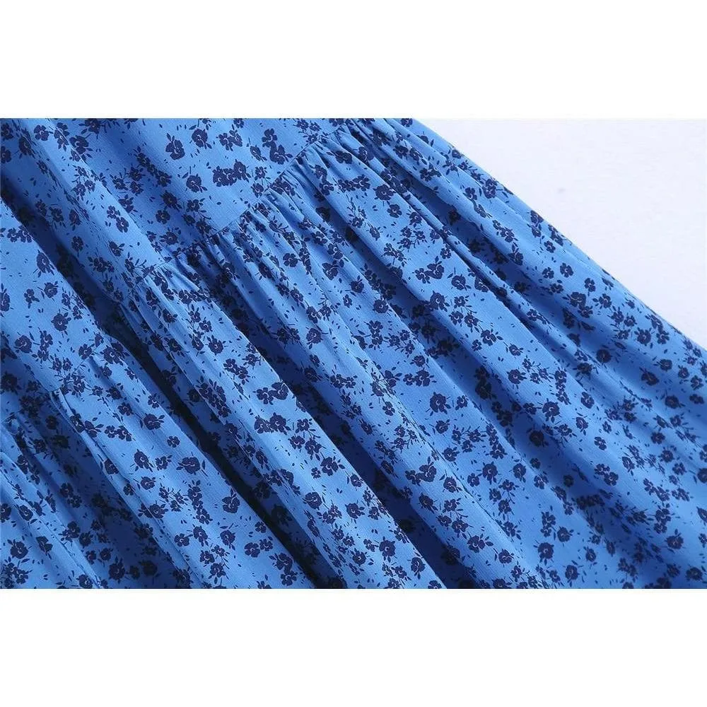 VINTAGE BACKLESS PATCHWORK POPLIN MIDI DRESS