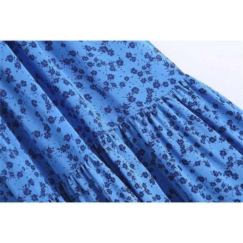 VINTAGE BACKLESS PATCHWORK POPLIN MIDI DRESS