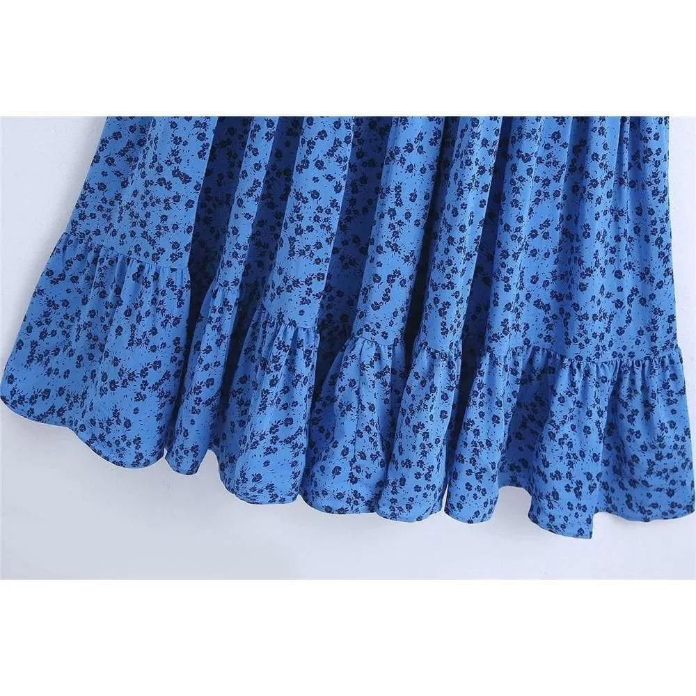VINTAGE BACKLESS PATCHWORK POPLIN MIDI DRESS