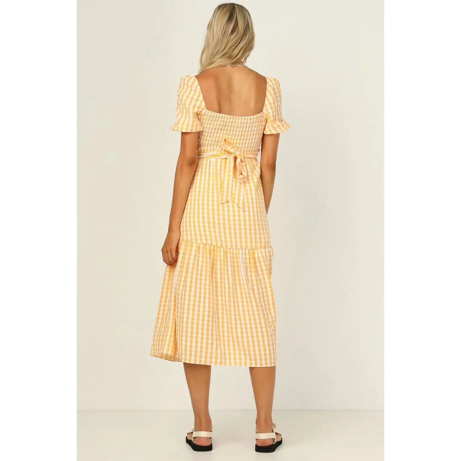 VINTAGE HOLLOW OUT SUMMER MIDI DRESS