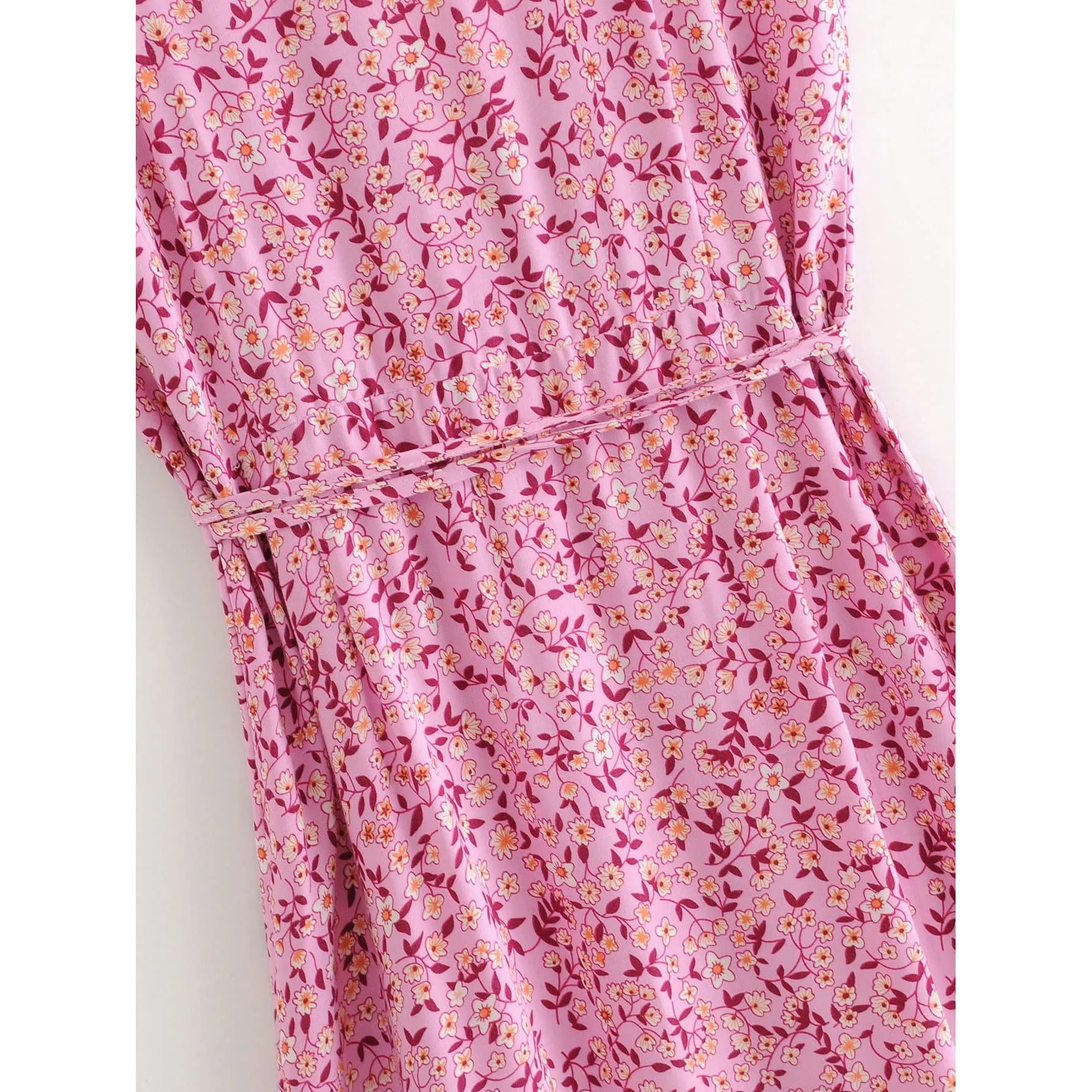 VINTAGE SIDE SPLIT BOHO BEACH MIDI DRESS