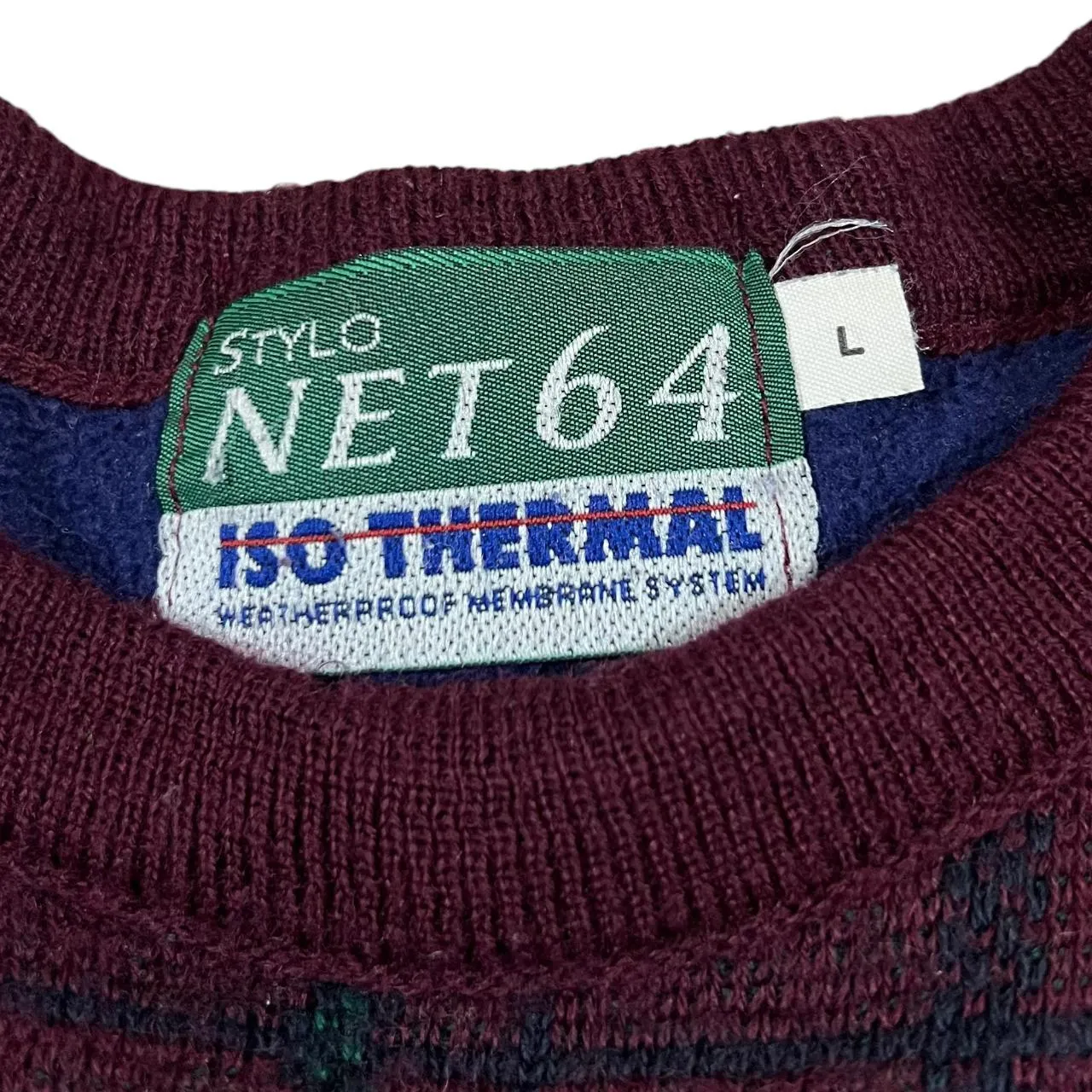 Vintage STYLO NET 64 "ISO Thermal" Plaid Check Lightly Padded Fleece Lined Sweater Jumper